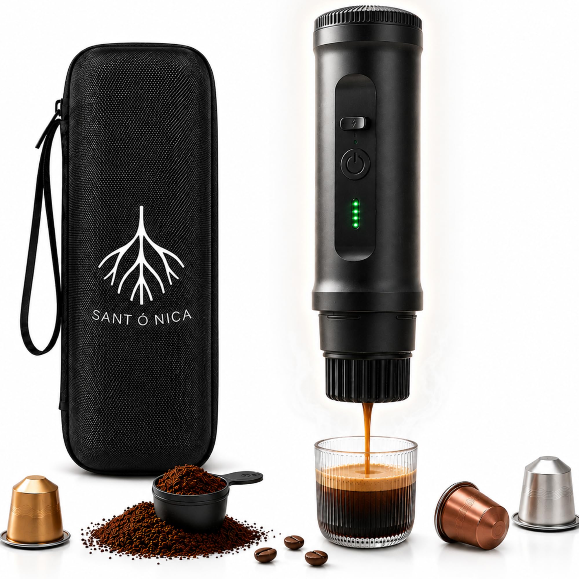Portable Coffee Maker Capsules 2 in 1 and Ground Coffee, Coffee Maker Capsules Portable 20 Bar with Heating and Fast Charging USB C, Compatible with Capsules for Travel