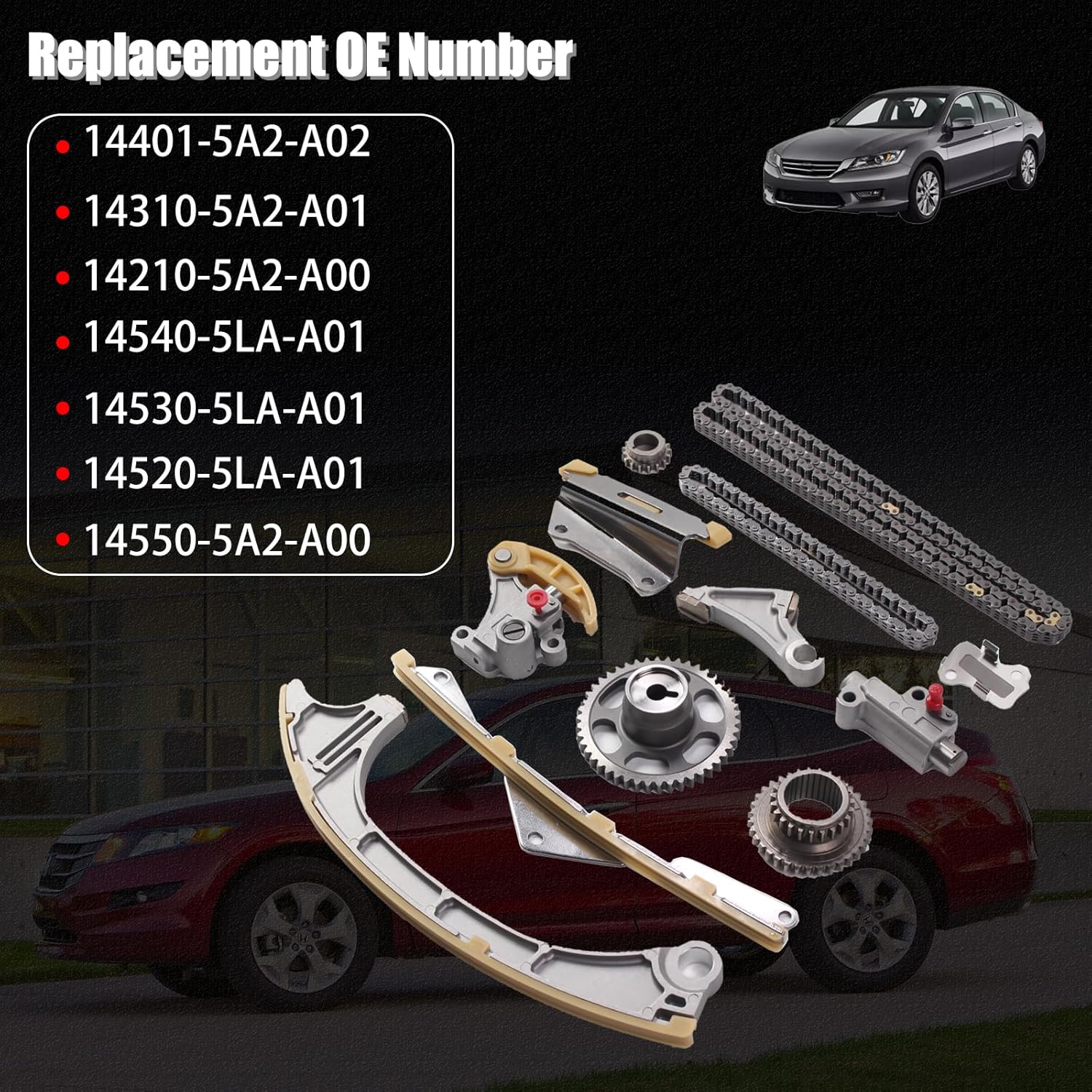 AUCERAMIC 144015A2A02 Timing Chain Kit Fit for 2013-2017 Honda Accord 2015-2019 CR-V 2016-2020 Acura ILX 2015-2020 TLX 2.4L L4 K24W1 K24W7 14401-5A2-A02