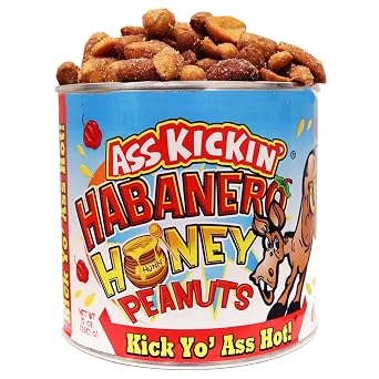 ASS KICKIN Habanero Honey Spicy Hot Peanuts 12oz - Ultimate Spicy Gourmet Gift Peanuts - Try if you dare!