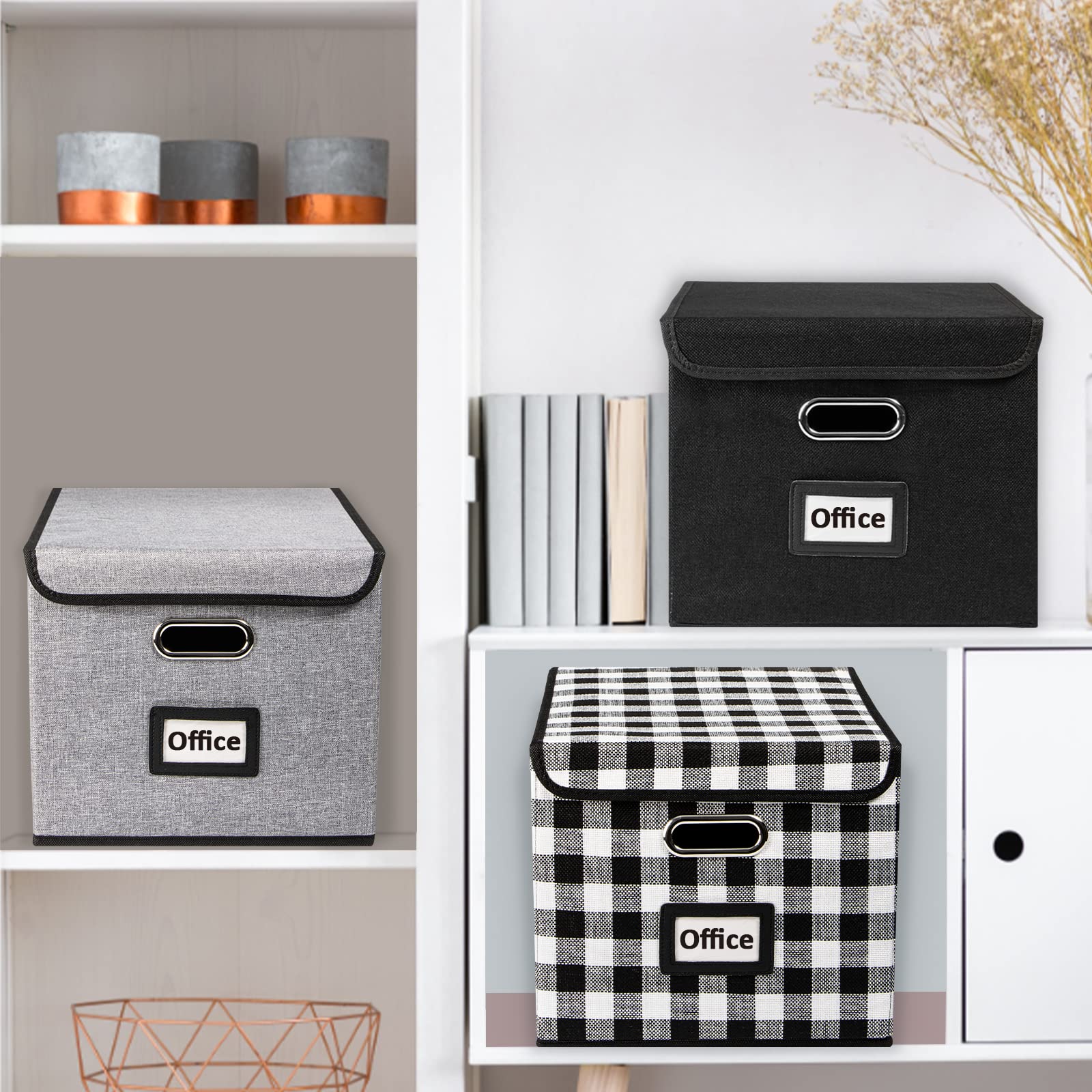 File Folders TIANSE Foldable Linen File Storage Box With Lid ...