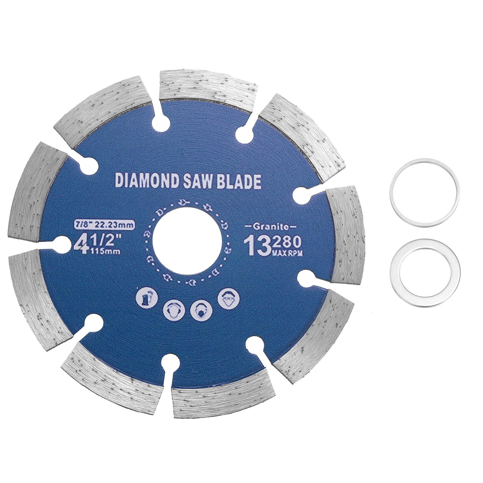 HARFINGTON Diamond Saw Blade 4.5" Dia 7/8" Arbor Circular Cutting Wheel with 7/8" to 5/8" Arbor Adapter Reducer Ring for Masonry Tile Marble Ceramics Concrete Cement Brick, Blue