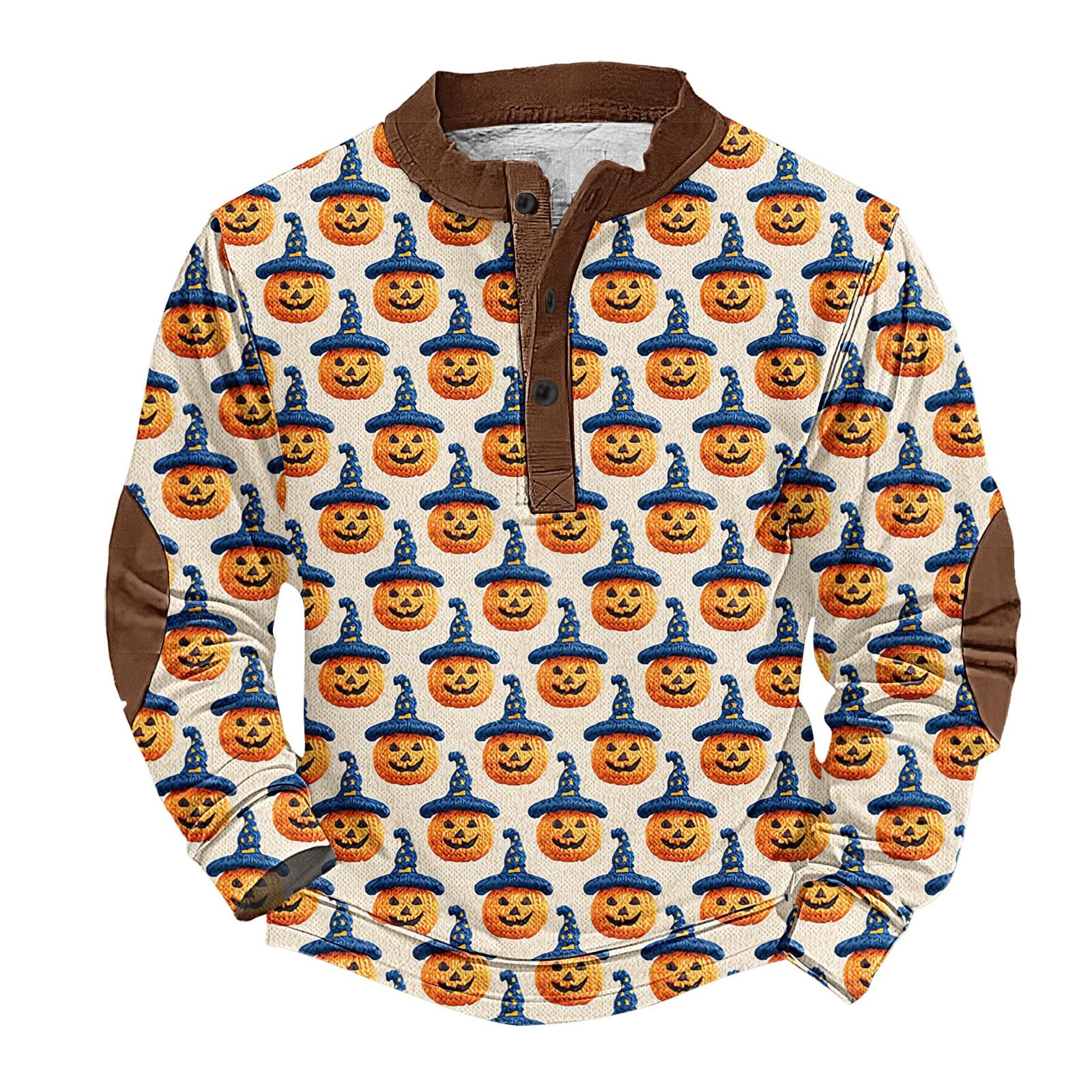 Sudaderas De Hombre Sudadera con Cuello Abotonado Y Estampado Retro Halloween para Partido A Chaquetas Camiseta Ciclismo Ropa Verano Camisa Manga Larga Oversize Artículos Pesca Mujer