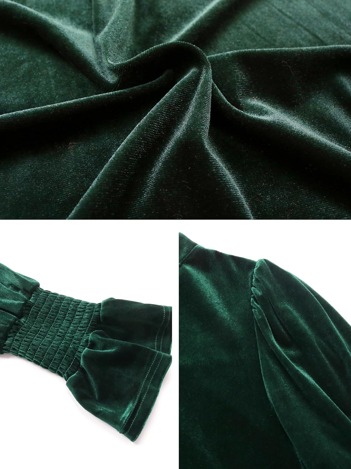 2024 Women’s Elegant Velvet Long Sleeve Dress Casual Fall V Neck A Line Babydoll Flowy Formal Wedding Party Mini Dress - Image 6