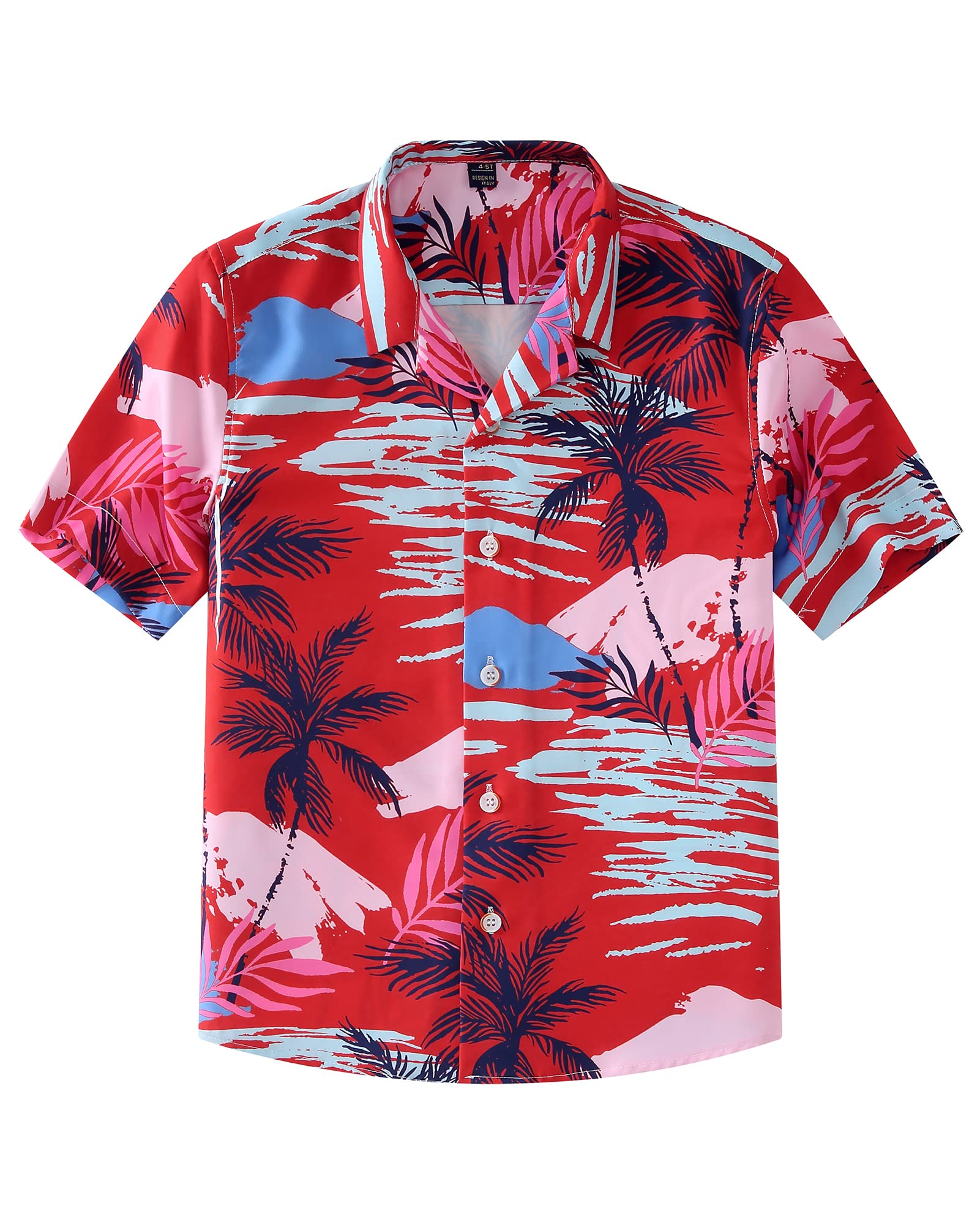 siliteelon Boys Hawaiian Shirts Short Sleeve Cotton Summer Beach Button Down Casual Aloha Luau Shirts for Kids
