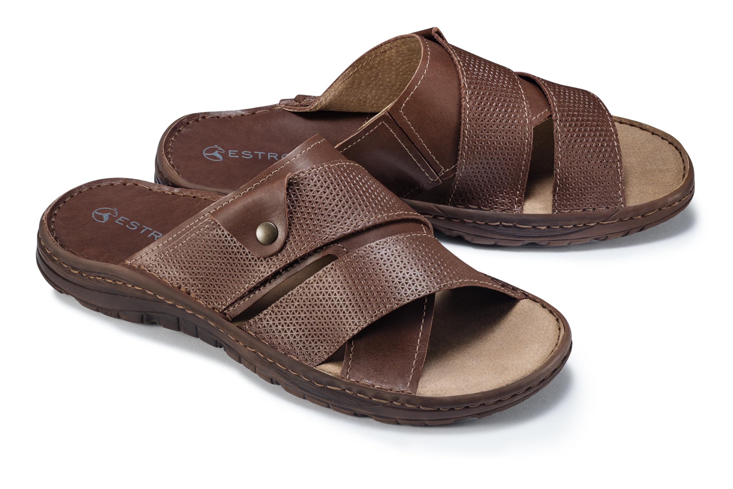ESTRO Sandalias Hombre Verano Cuero - Sandalias Hombre Cuero Chanclas Hombres Piel con Suela Goma Antideslizante S5