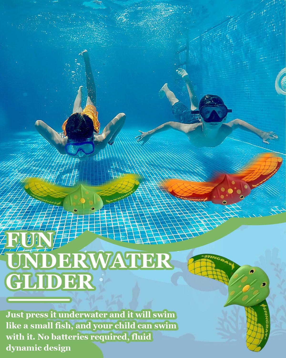 2 pcs Juguetes de Buceo, Juegos Pez Agua Acuático para Piscina, Verano, Devil Fish para Niños