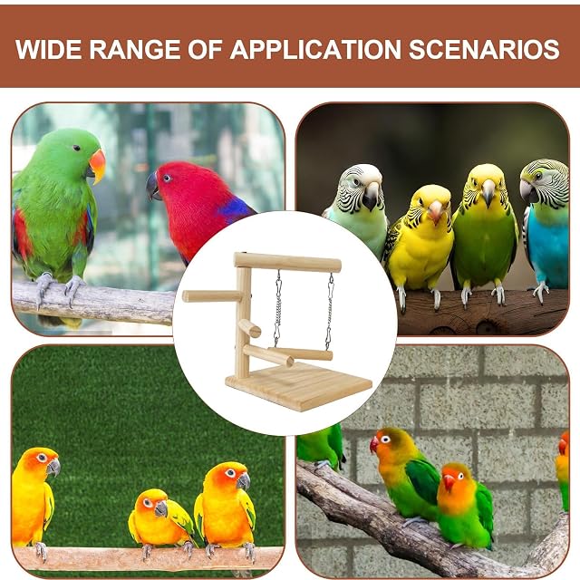 Foto 4 de 8 de Veeteah Soporte para loro para loro, parque de juegos de madera para loros, soporte para pájaros portátil