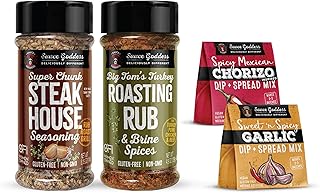 Shaker Duo Deals (Duo #3) - Super Chunk Steak House, Big Tom's Turkey Rub, Spicy Mexican Chorizo & Sweet n’ Spicy Garlic, Vegan Dips