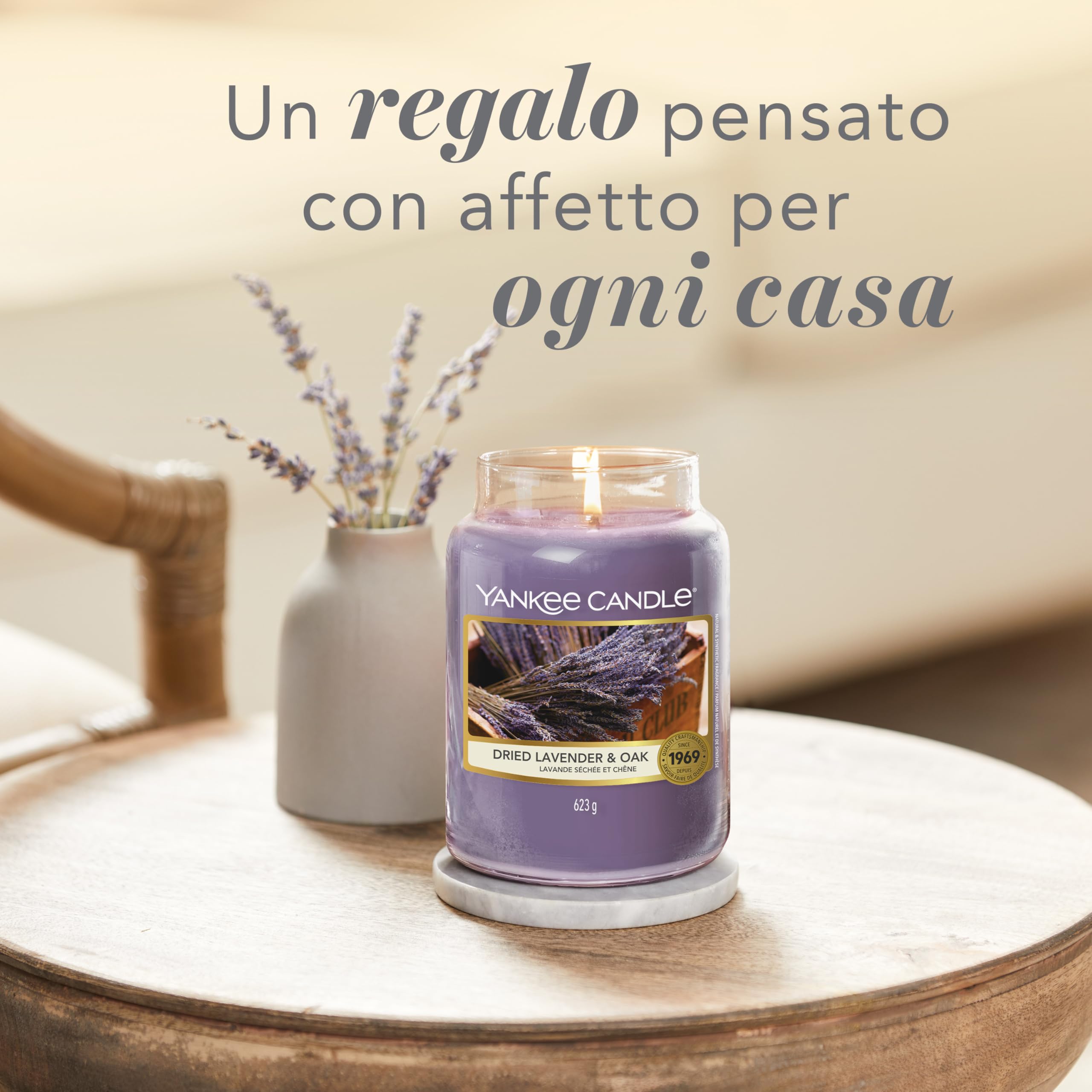 Yankee Candle Scented Candle | Candela in giara grande della Lavanda Essiccata e Quercia | Candele a lunga combustione: fino a 150 ore | Regali perfetti per le donne