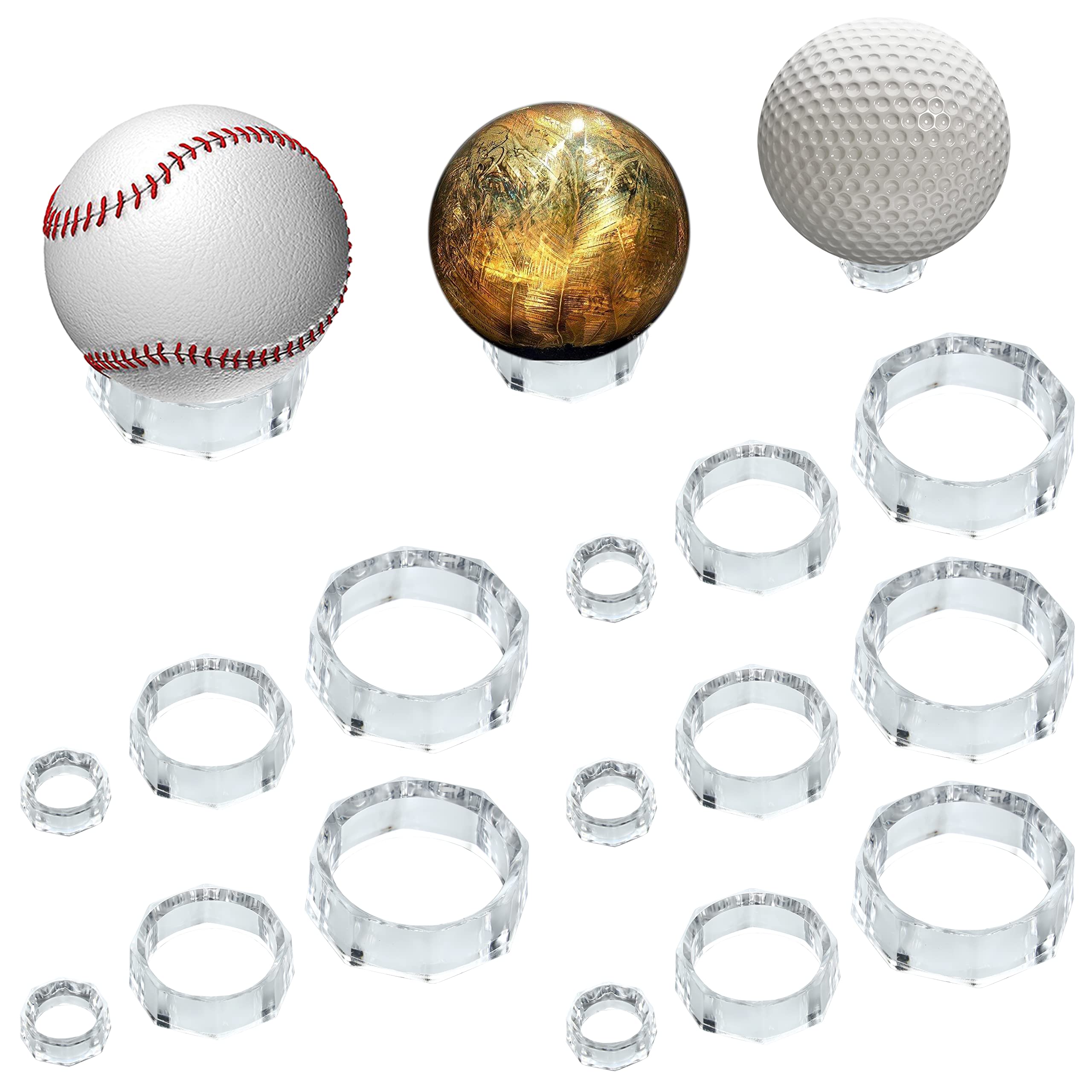 Lot De 18 Présentoirs Ronds Acrylique Pour Balles Baseball Golf Tennis - 3 Tailles
