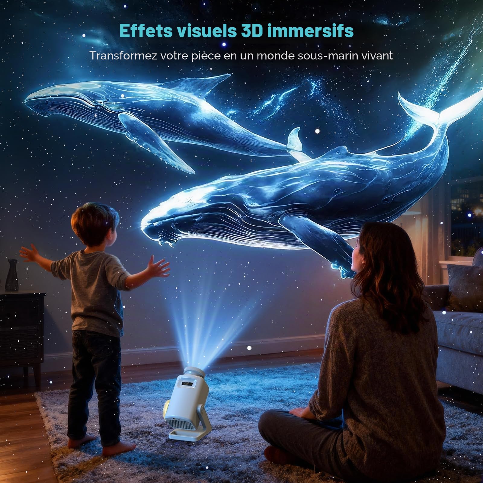 anysun Projecteur Ciel Étoilé Galaxie 3D, 60 Thèmes, Haut-Parleur Bluetooth