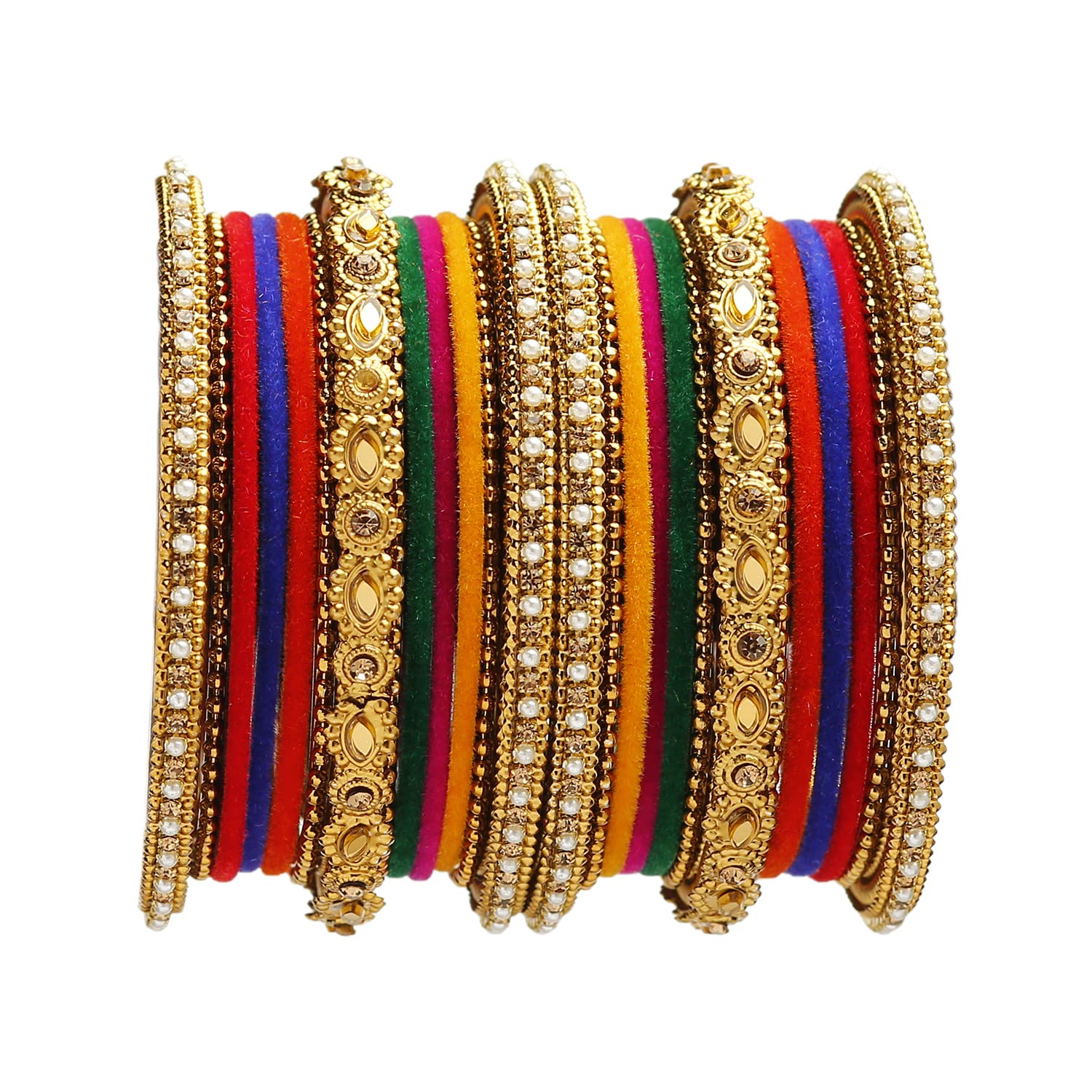 Kelly's BanglesBeautiful Stylish Premium Velvet Multicolor Bangles collection | Special Occasions for Women And Girls (Set of 26 Bangles, Available in 3 sizes)