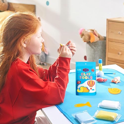 Miniatura 6 de FlyFlag - Kit de herramientas de arcilla seca al aire, 20 unidades, incluye lápiz de bola, bolígrafos de goma, rodillo, raspadores de plástico y