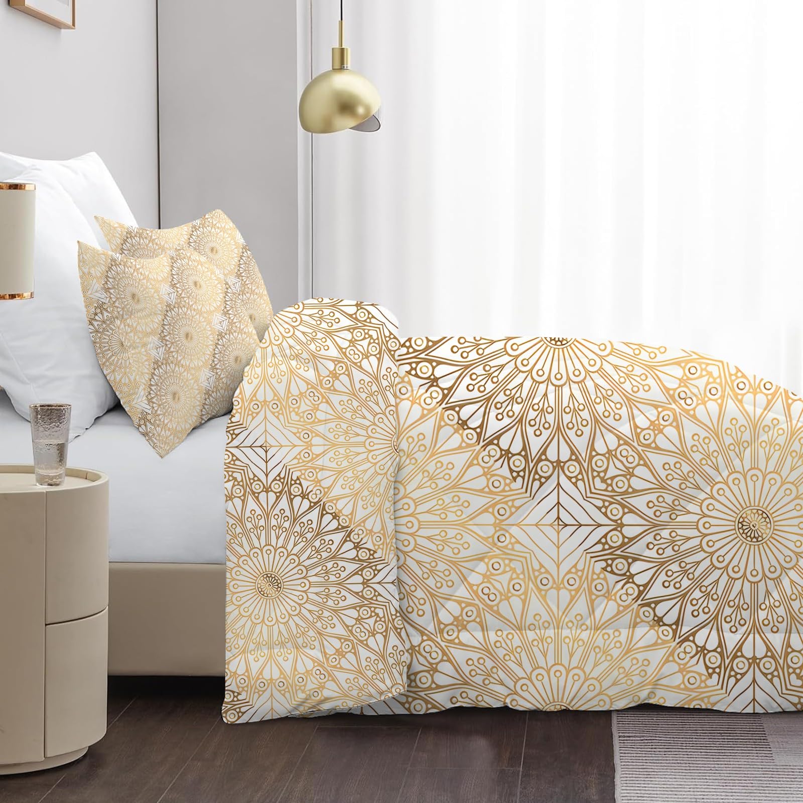 Geometrie Bettdecke 135x200 4 Jahreszeiten - Bettdecken Boho - Ganzjahresdecke Abstrakt - Waschbare Bettdecke ohne Bezug Nutzbar - Wende Muster Steppdecke mit 2 Kissenbezug - U-558