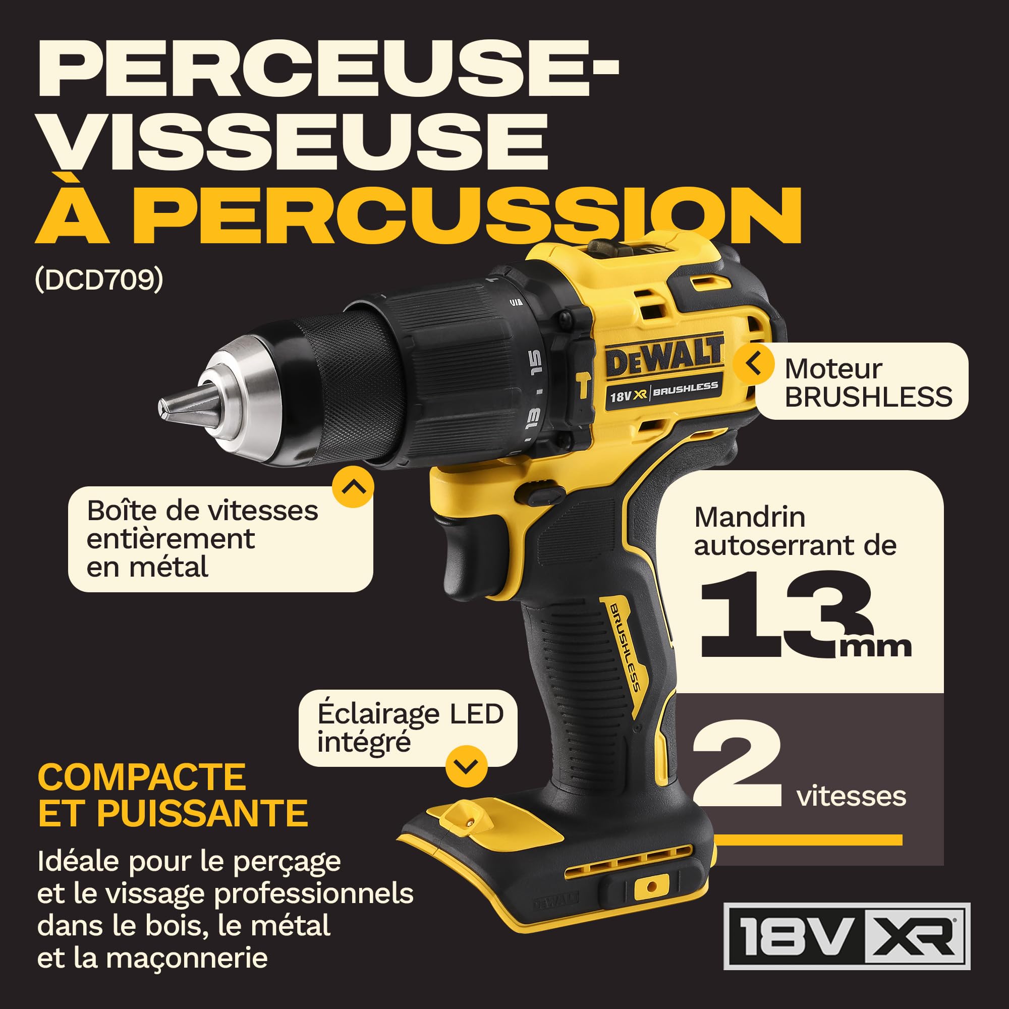 DEWALT Kit Combiné 18V 4 Outils (Perceuse à Percussion Compacte, Visseuse à Impact, Marteau Rotatif SDS-Plus 18V, Meuleuse d’Angle 125mm) avec 3 Batteries 4Ah dans Sac Souple, DCK424M3-QW