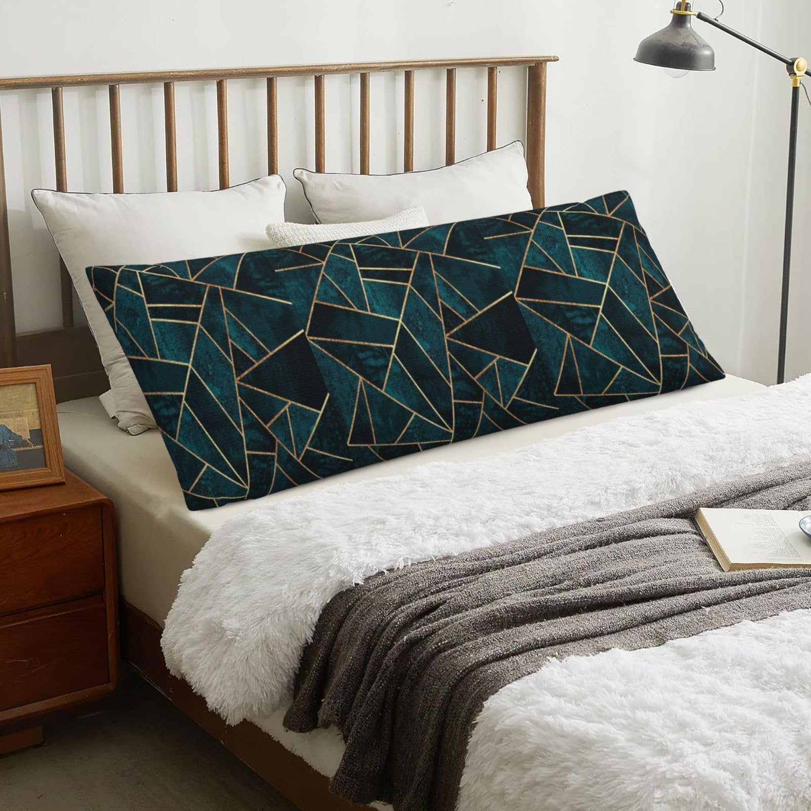 Abstract Nature Emerald Green, Body Pillow Cover with Zipper,Long Body Pillowcase 20 x 60 in