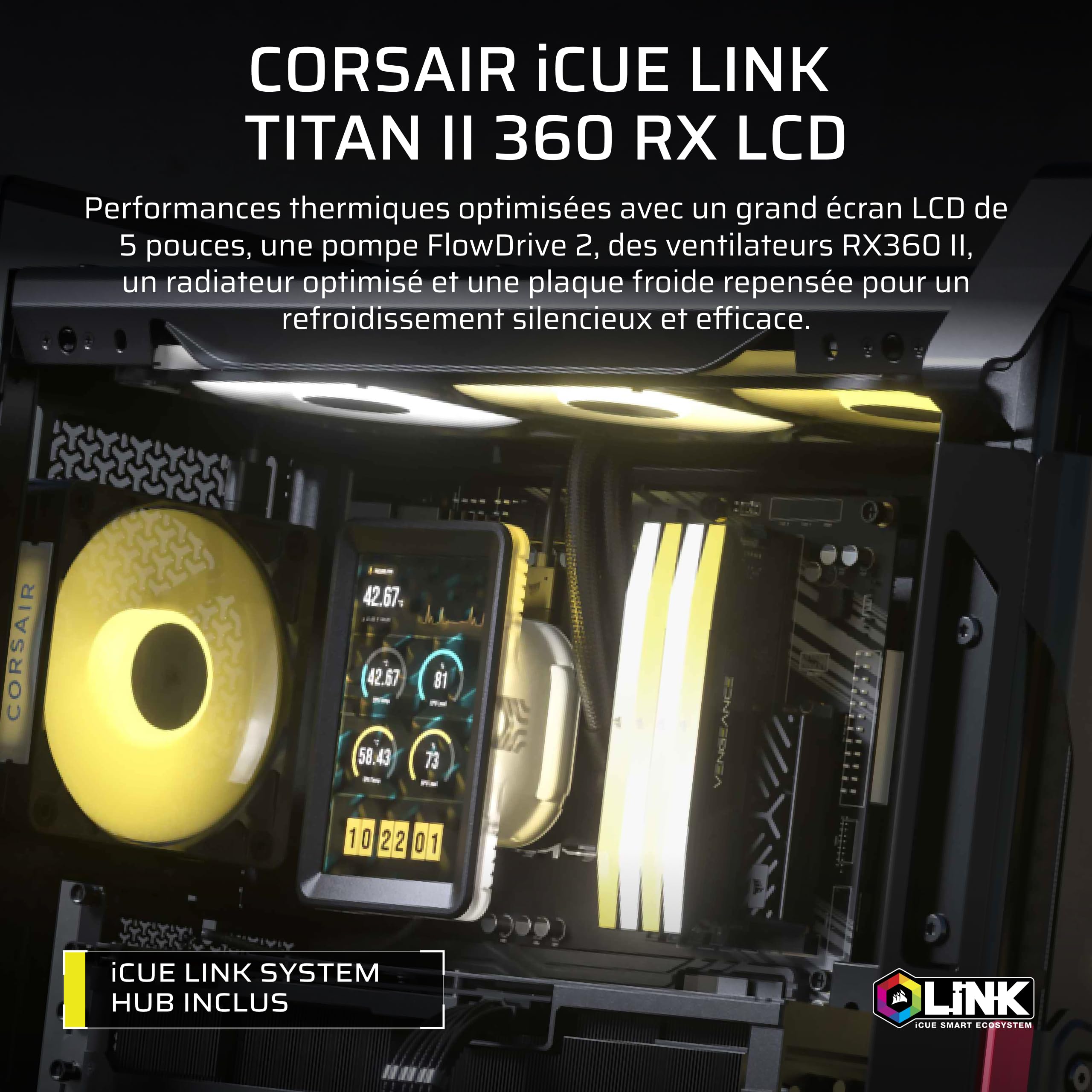 CORSAIR iCUE LINK TITAN II 360 LCD AIO Refroidisseurs Liquides – Noir