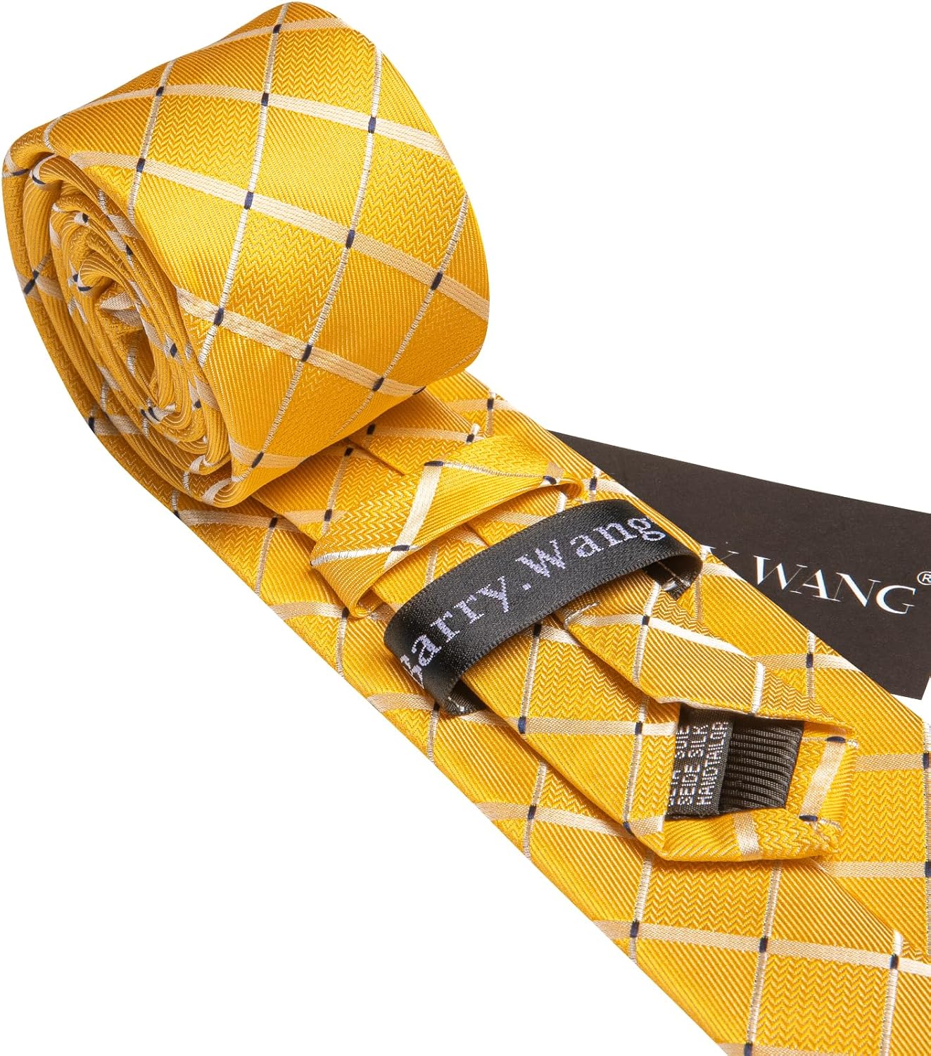 Barry.Wang Mens Tie Set Plaid Check Neckties Formal Business Wedding Luxury Pocket Square Cufflinks - Image 4