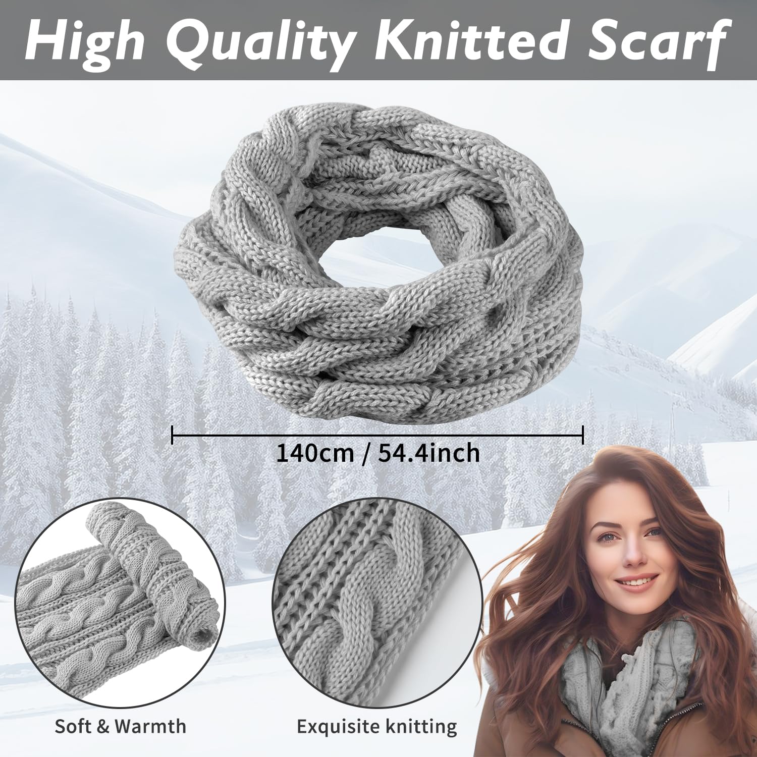 Schal, Stirnband & Handschuh-Sets für Damen, Loop Schal Damen,Warme Verdicken Stirnband Mädchen Winter,Touchscreen Handschuhe Damen Winterschal Kombi Ohrenwärmer Set Damen Geschenk Winterzubehör