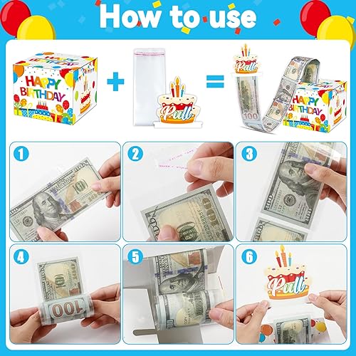 Miniatura 4 de Caja de dinero de cumpleaños para regalo en efectivo, cajas de regalo coloridas para dinero en efectivo, caja de regalo de feliz cumpleaños, caja de