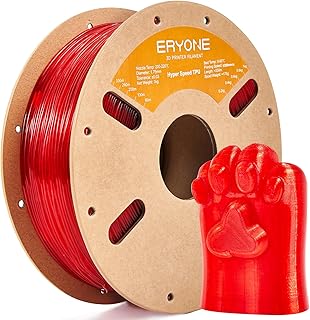 ERYONE TPU Filament 1.75mm,3D Drucker Flexible TPU Weiches Filament,Rapid TPU 95A Filament 30-300mm/s,passend für die meisten FDM-Drucker,+/- 0,03 mm,1kg(2.2LBS)/Spule，Transparentes Rot
