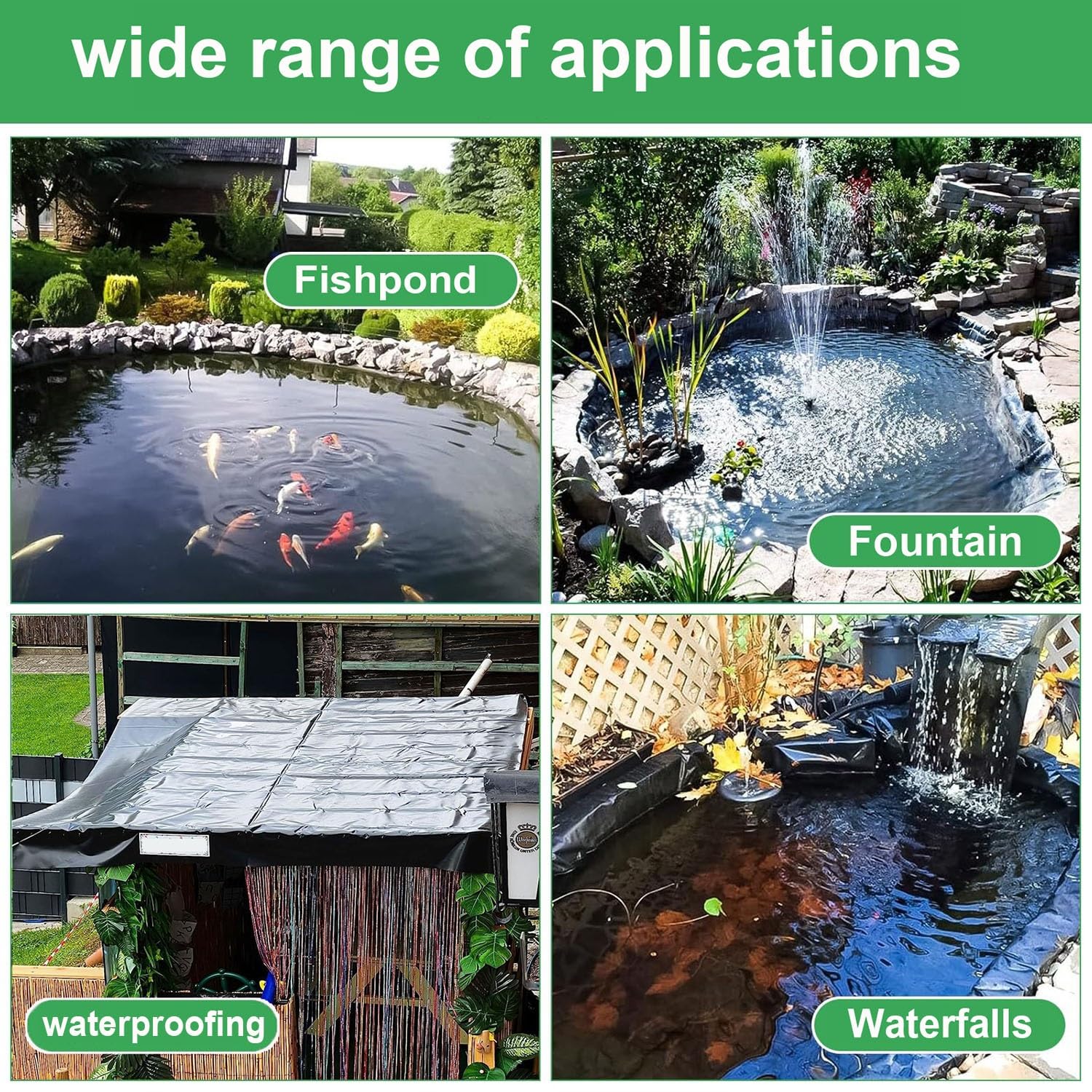 Grande Bâche De Bassin à Poissons 4 X 8 M - Bâche Durable Pour Jardin, Piscine, Aménagement Paysager, Fontaine Et Membrane Améliorée - Revêtement
