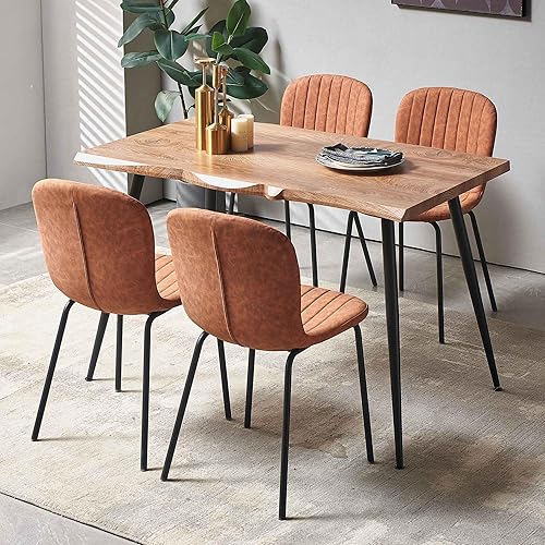 NORDICANA Juego de mesa de comedor de 5 piezas, mesa de comedor rectangular moderna y sillas para cocina, comedor, rincón de desayuno con 4 sillas,