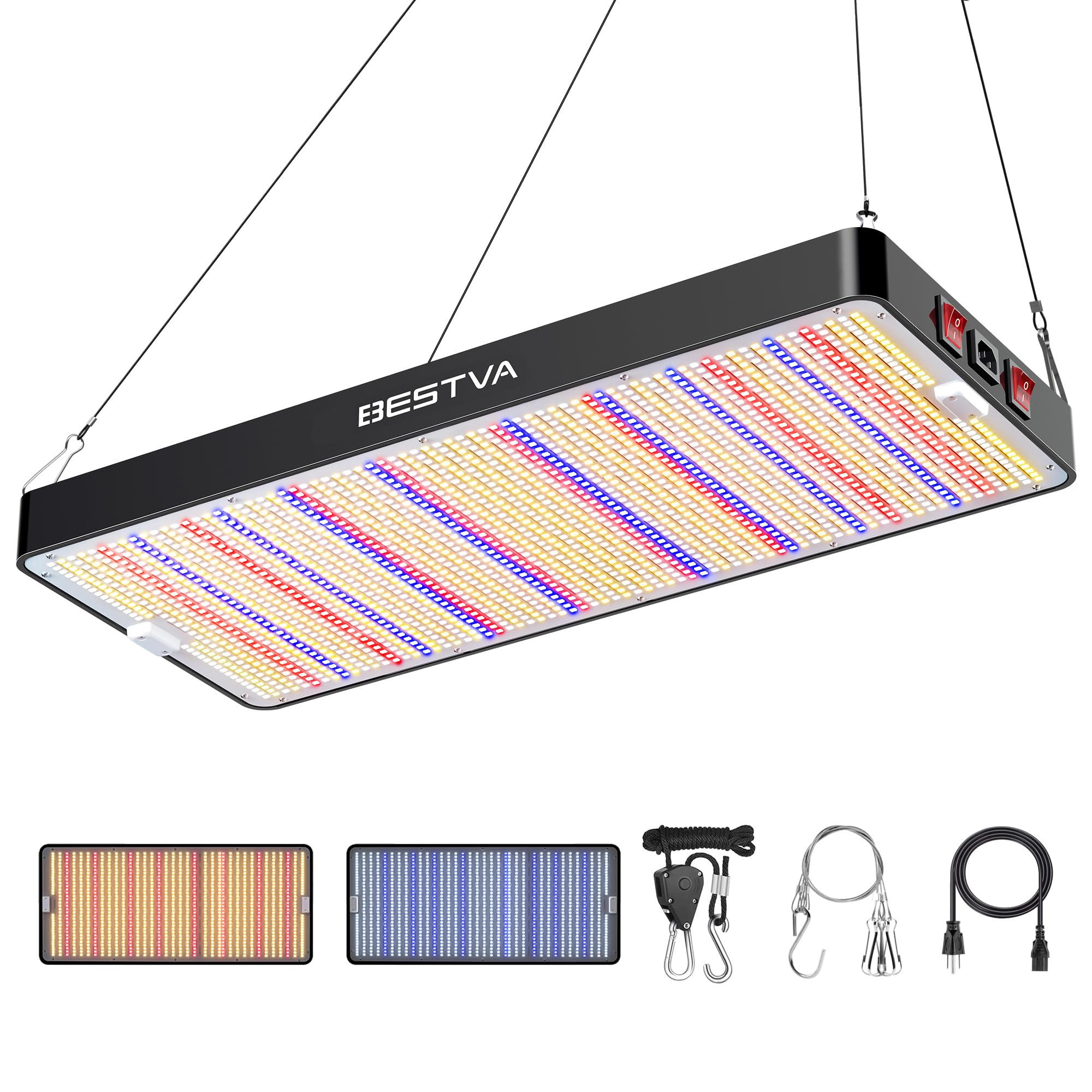 BESTVA DC4000 LED Grow Light Full Spectrum Grow Lights for Indoor Plants with Veg Bloom Switches Quiet Cooling