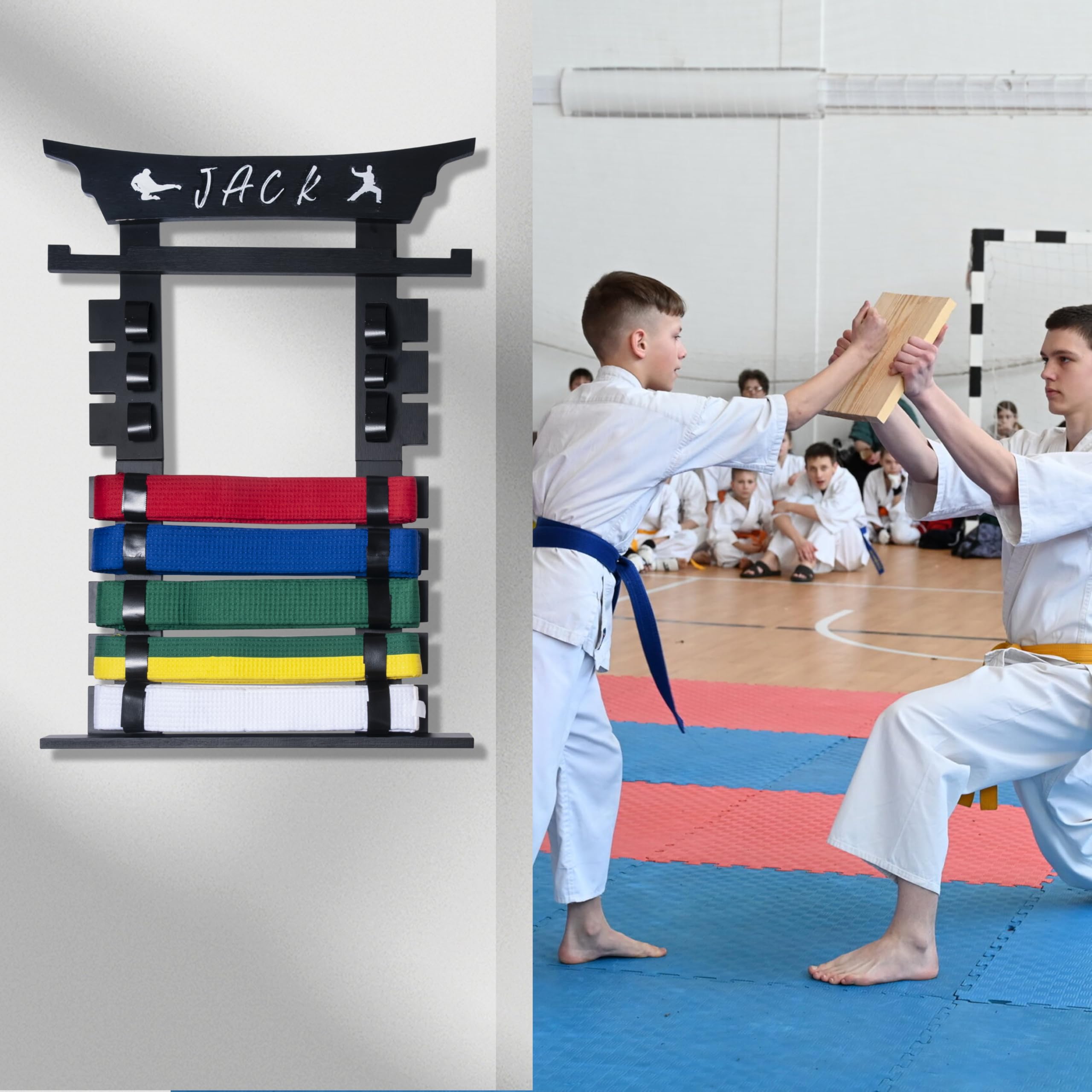 Porte-Ceintures Arts Martiaux – Support En Bois Pour 8 Ceintures – Taekwondo, Karaté, Judo