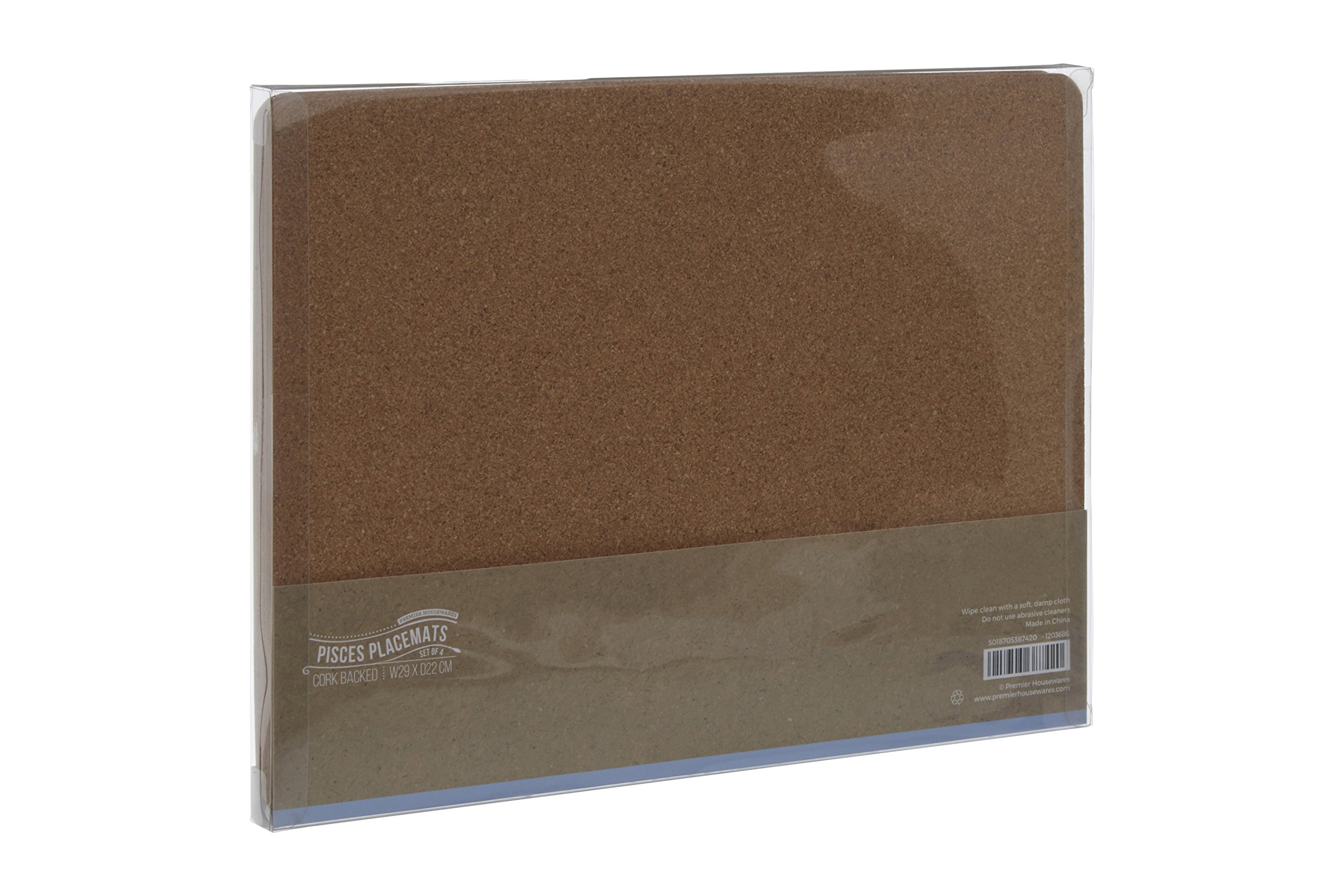 Tovagliette all'americana blu, in legno, blu e bianco, 40,1 x 29 x 0,58 cm