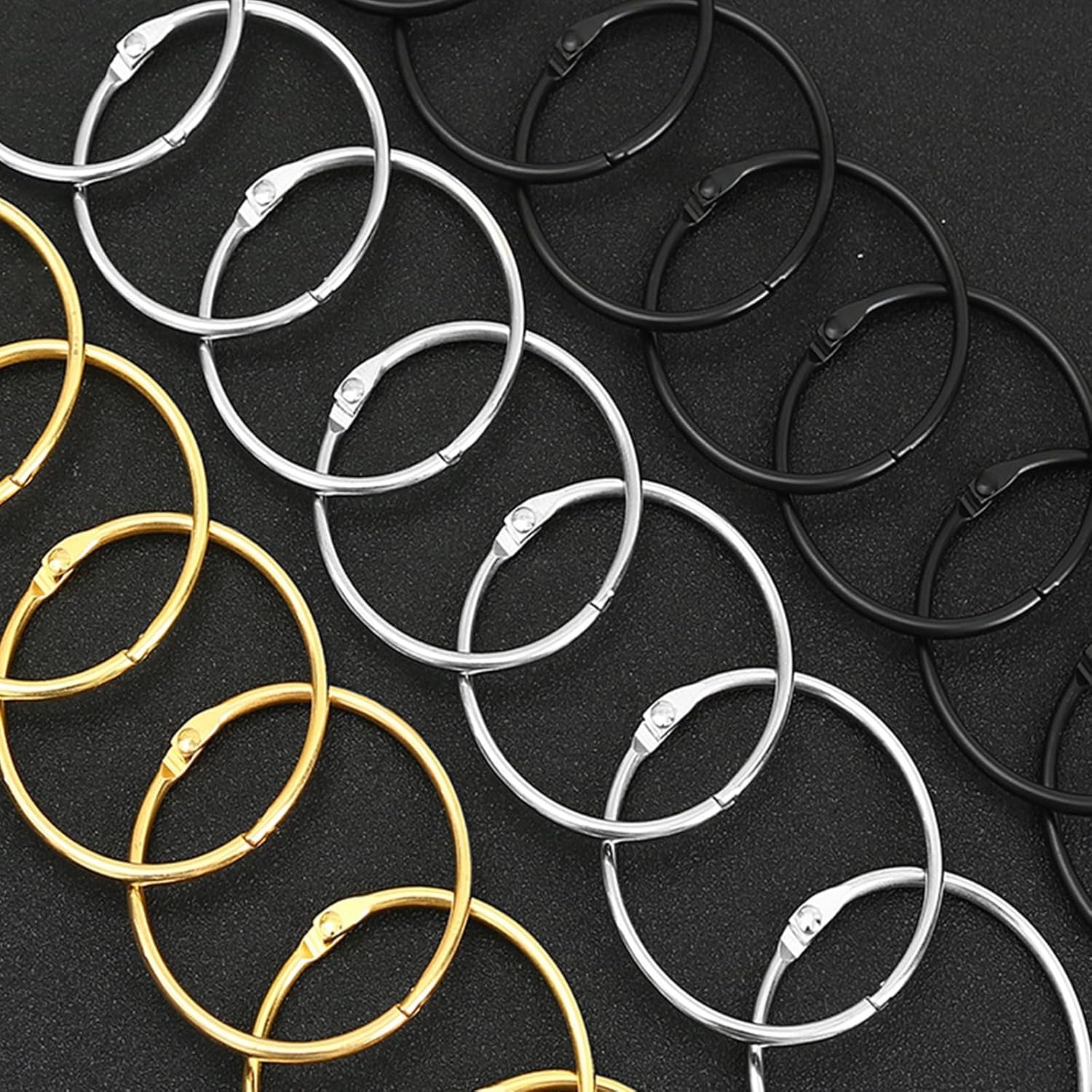 50 Anneaux Rideaux Métal Blanc - Diamètre Intérieur 30 Mm | Pour Tringles Jusqu'à 27 Mm | Avec Crochets Plastique - 9
