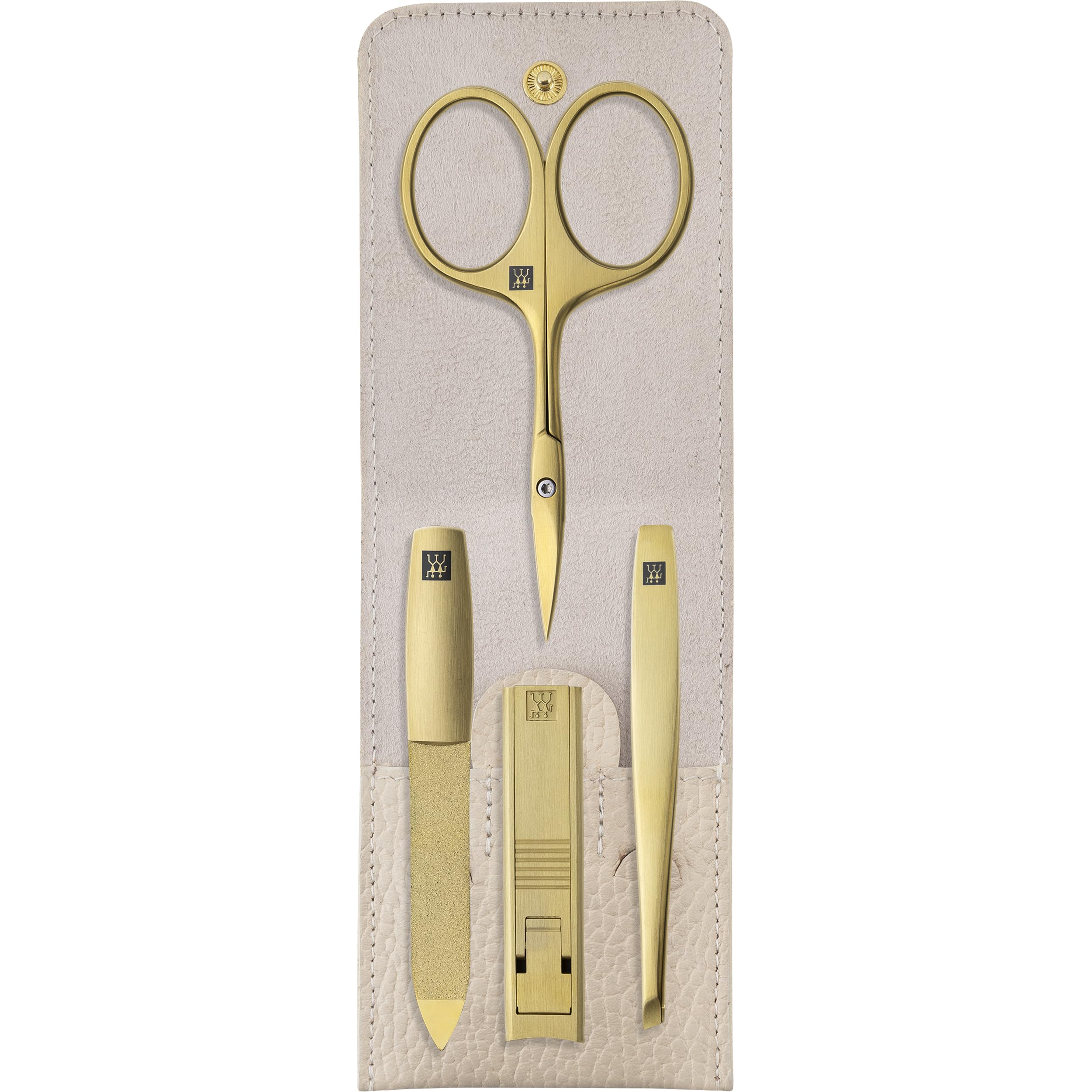 ZWILLING Maniküre-Set 4-teilig im kompakten Echtleder-Etui, Beige, Premium