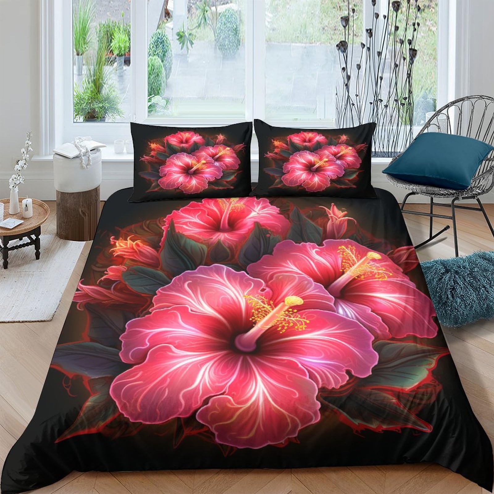 Housse de couette 200 x 200 cm avec fermeture éclair en microfibre