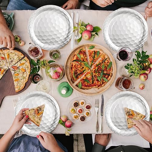 Miniatura 6 de Mototo Paquete de 120 platos de papel de pelota de golf, platos de papel de golf de 7 pulgadas y 9 pulgadas, vajilla desechable para cena de postre