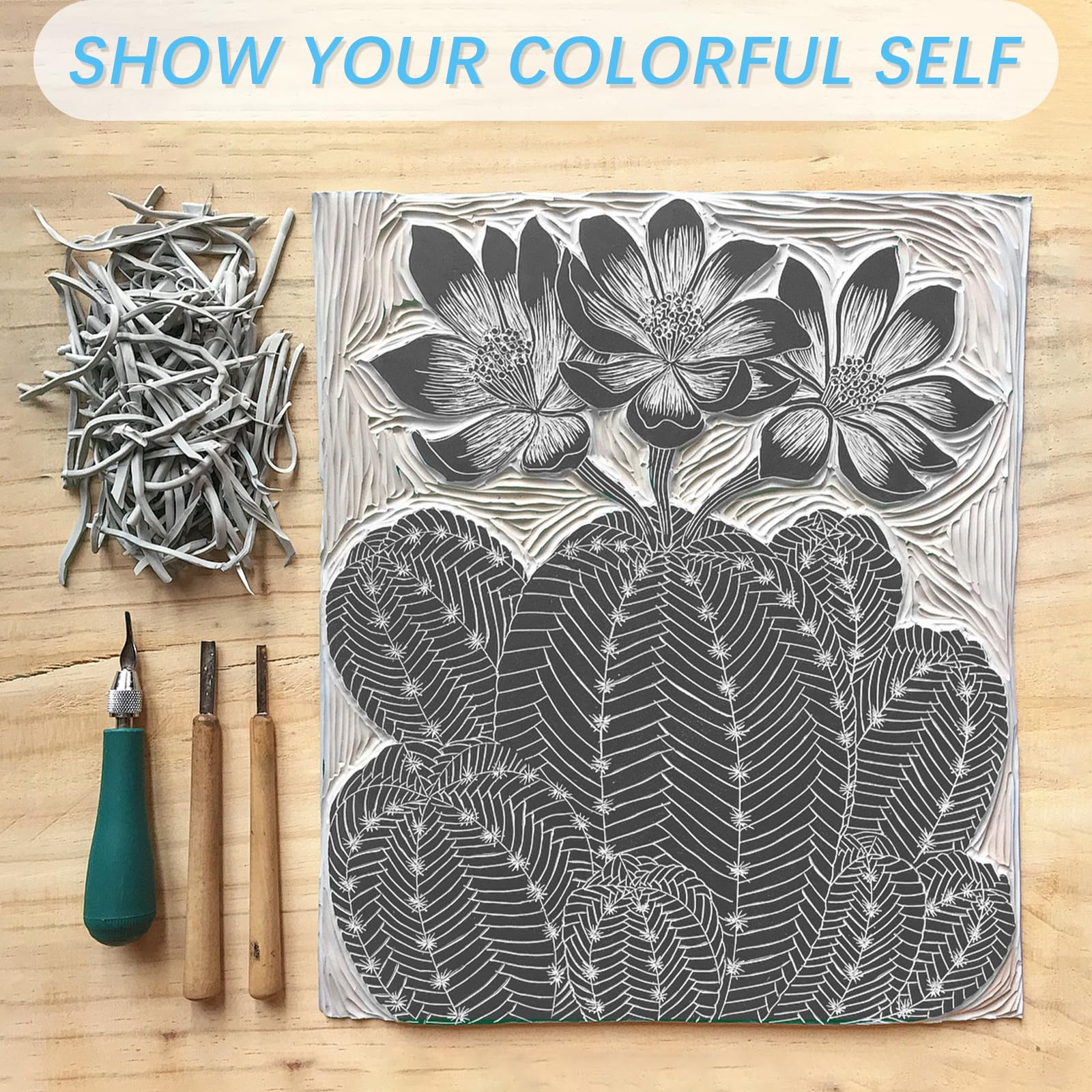 4 Fogli Linoleum per Incisione, Grigio Blocchi Linoleum per Intaglio Kit, Fogli Linocut per Timbri, Artigianato, Progetti di Stampa (A4+A6)