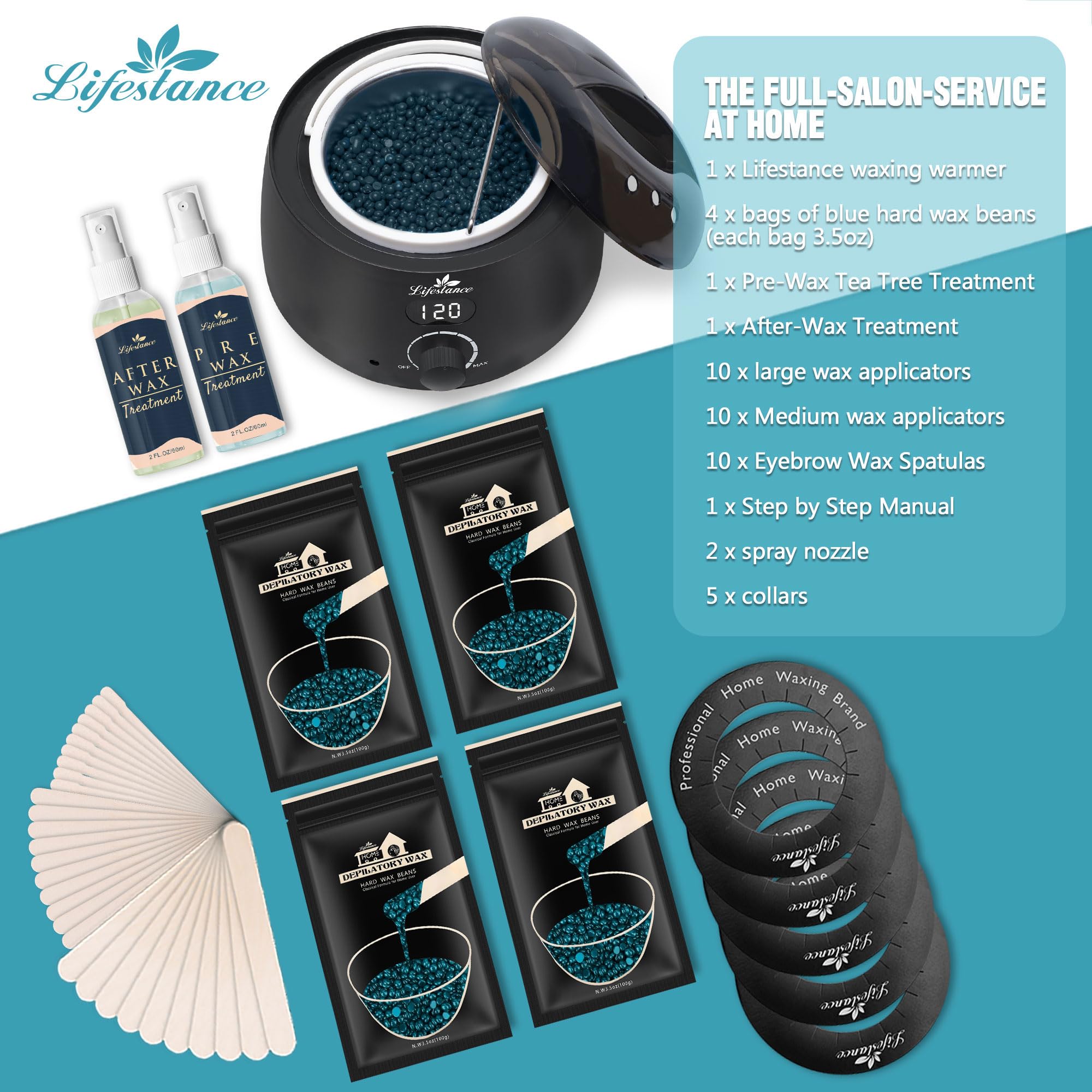 Lifestance Waxing Set Professionell, Wachswärmer Haarentfernung 400g Wax 20 Wachsstäbchen
