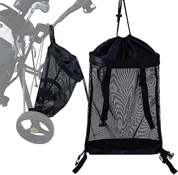 Golf Push Cart Storage Bag,Golf Cart Organizer, Backside Extension Storage Bag,Closure Push Cart Net Mesh Accessories