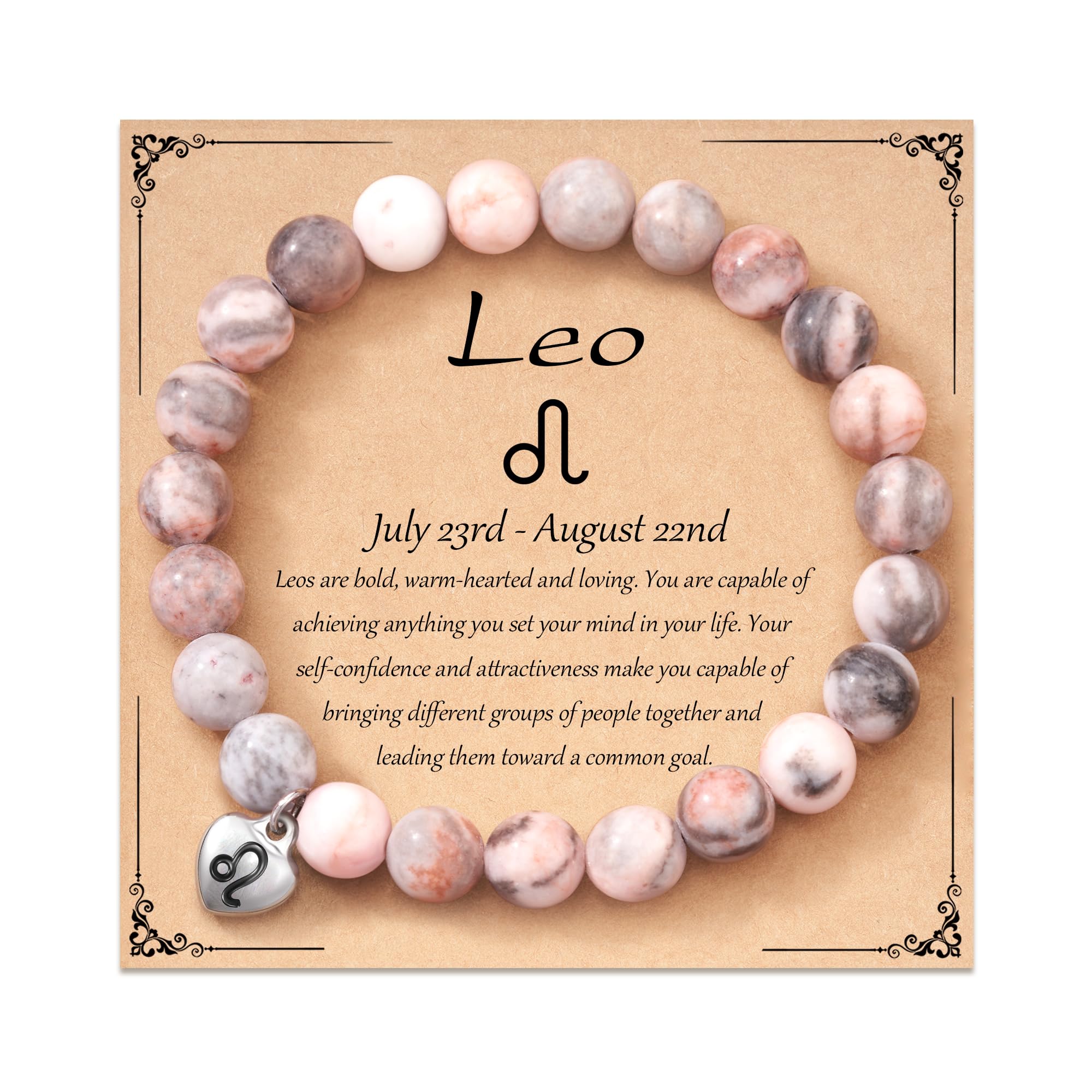 ASKRAINZodiac Bracelet for Women Girls Horoscope Constellation Natural Stone Unique Bithday Gift