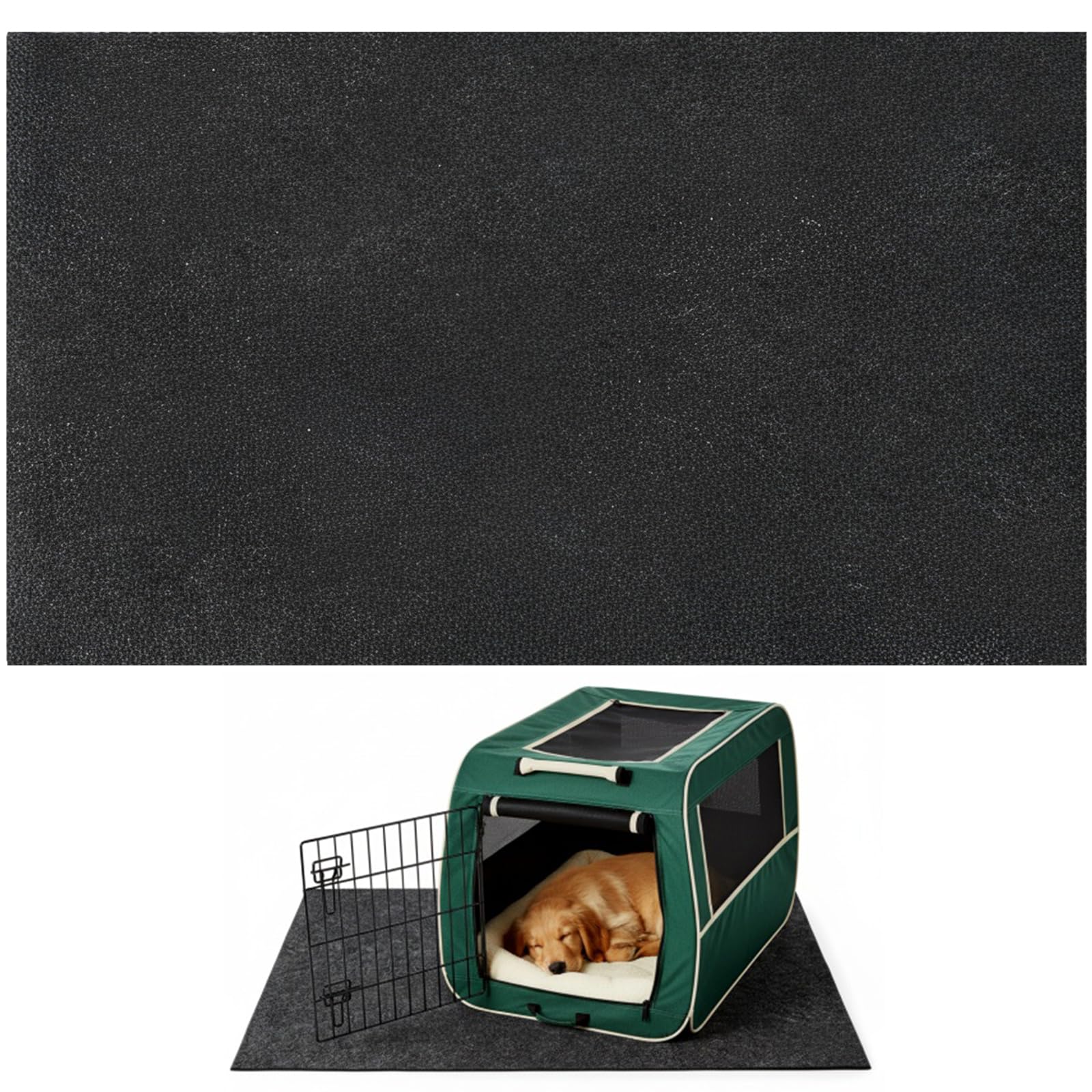 Tapis en feutre pour chien lot de 2, 74x120 cm gris foncé lavable pour cage et sol