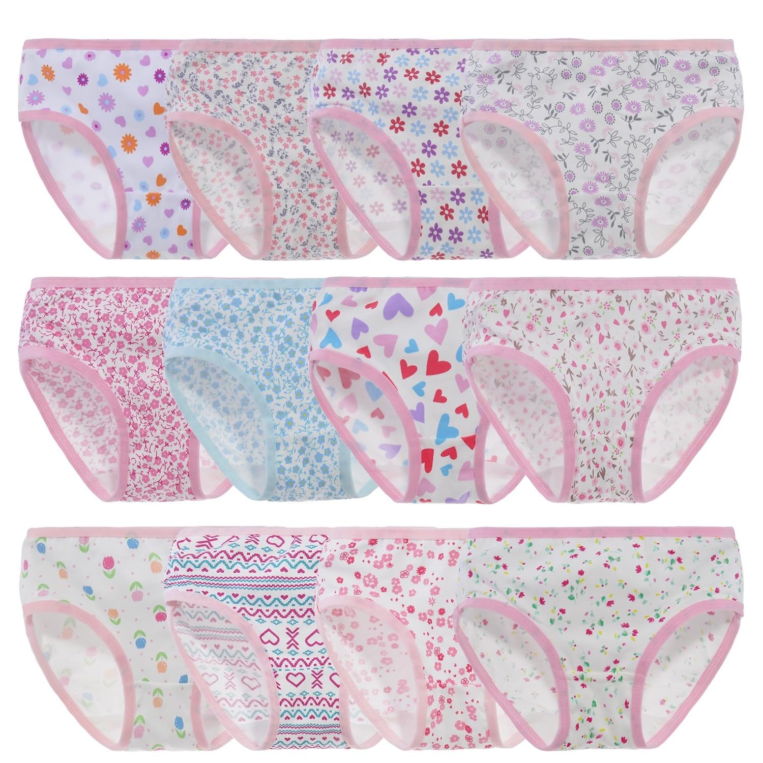 Anktry Baby 12 Pack Panties Soft Comfort Knickers Cotton Underwear Little Girls Assorted Briefs 2-14 Yrs
