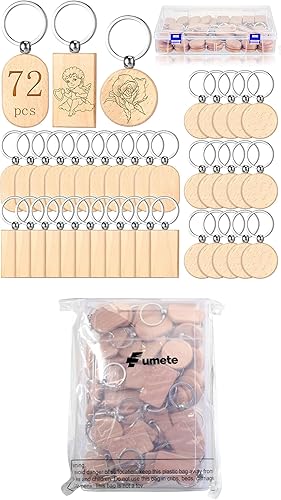 Miniatura 8 de Llavero de madera en blanco grabado de madera, llavero rectangular sin terminar, ovalado, redondo, de madera, con contenedor de almacenamiento de