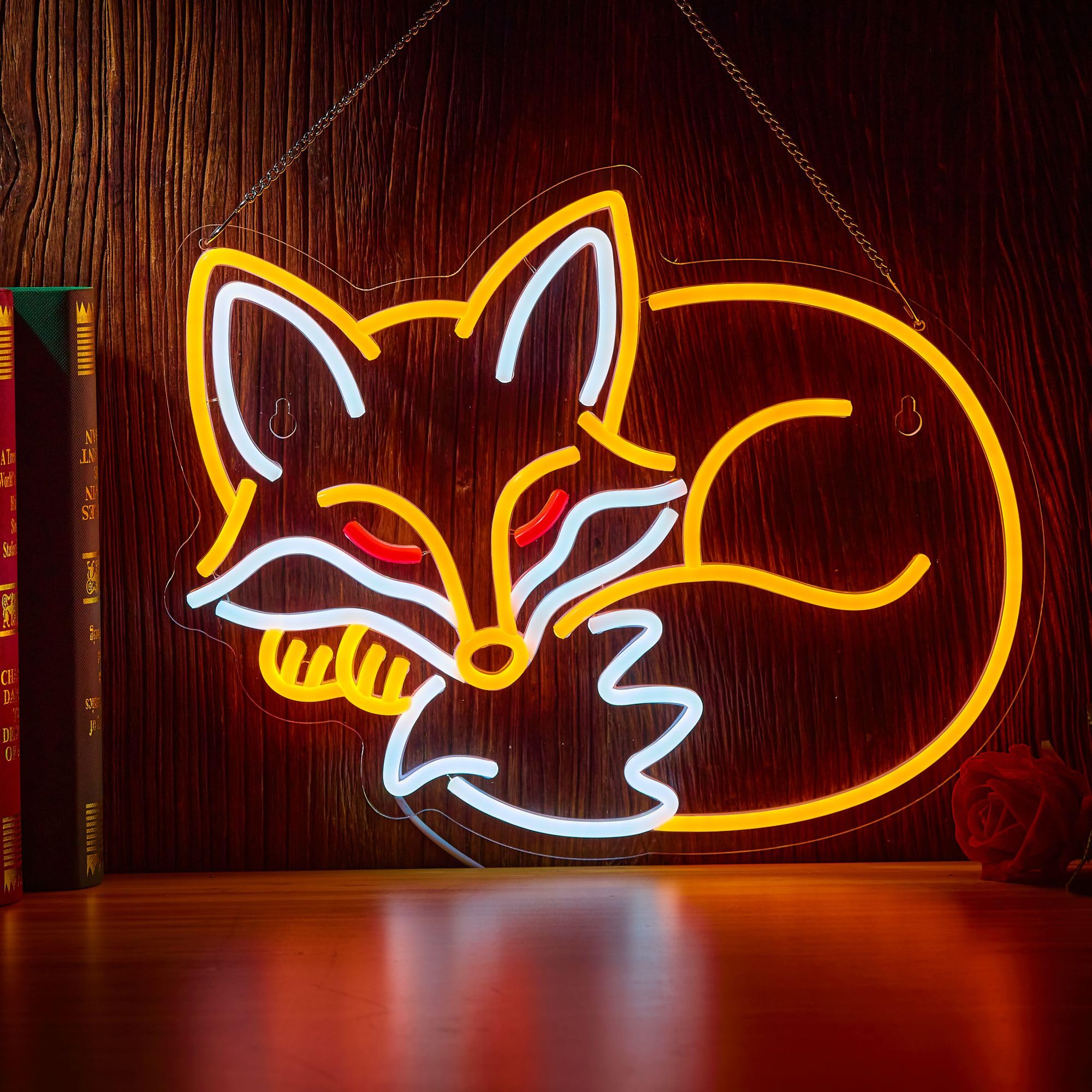 Fox Neon Sign Sleeping Fox LED Light Animal Neon Lights for Bedroom Living Room Wall Decor Birthday Party Gifts for Kids Adults Foxes Lover