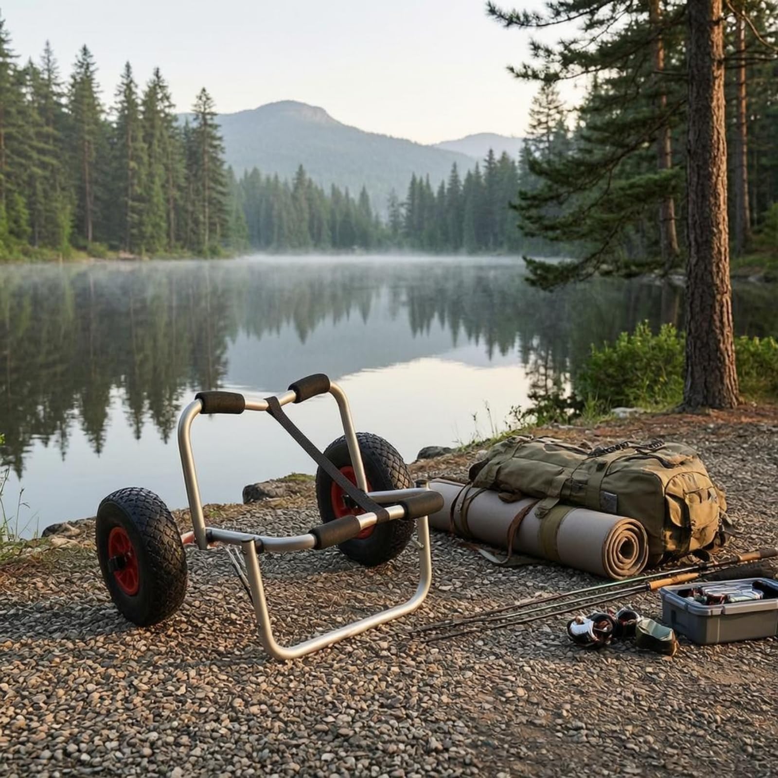 Carro Plegable Kayak Acolchado Carro Plegable Canoa Resistente a la Corrosión Transportador, Remolque para Kayak Modelo B con Neumáticos De Espuma