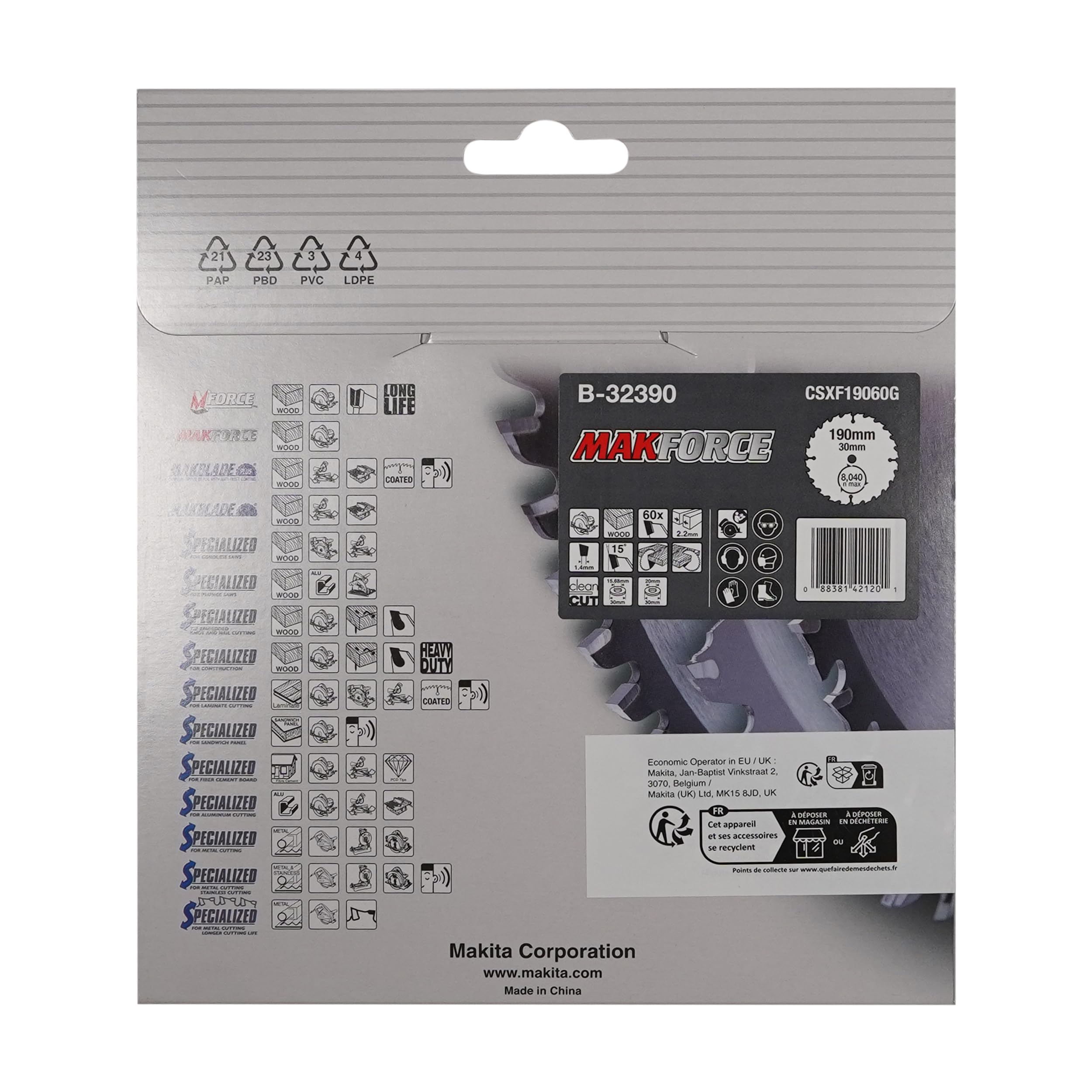 MAKITA B-32390 DISCO HM 190/30/60D STANDARD