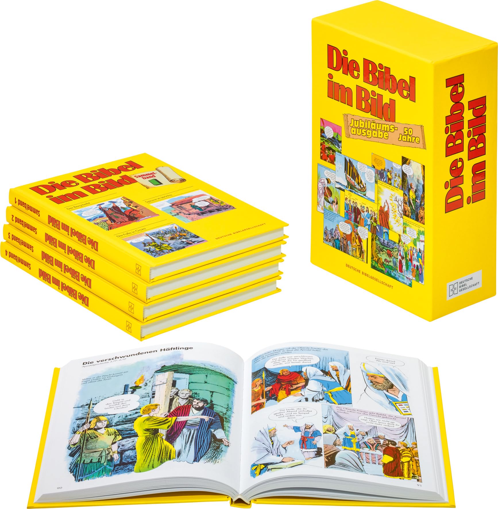 Comic-Reihe „Die Bibel im Bild“. 50 Jahre-Jubiläumsausgabe. Kinderbuch-Klassiker ab 8 Jahren mit Geschichten aus dem Alten und Neuen Testament als Comics. 5 Sammelbände im Schuber