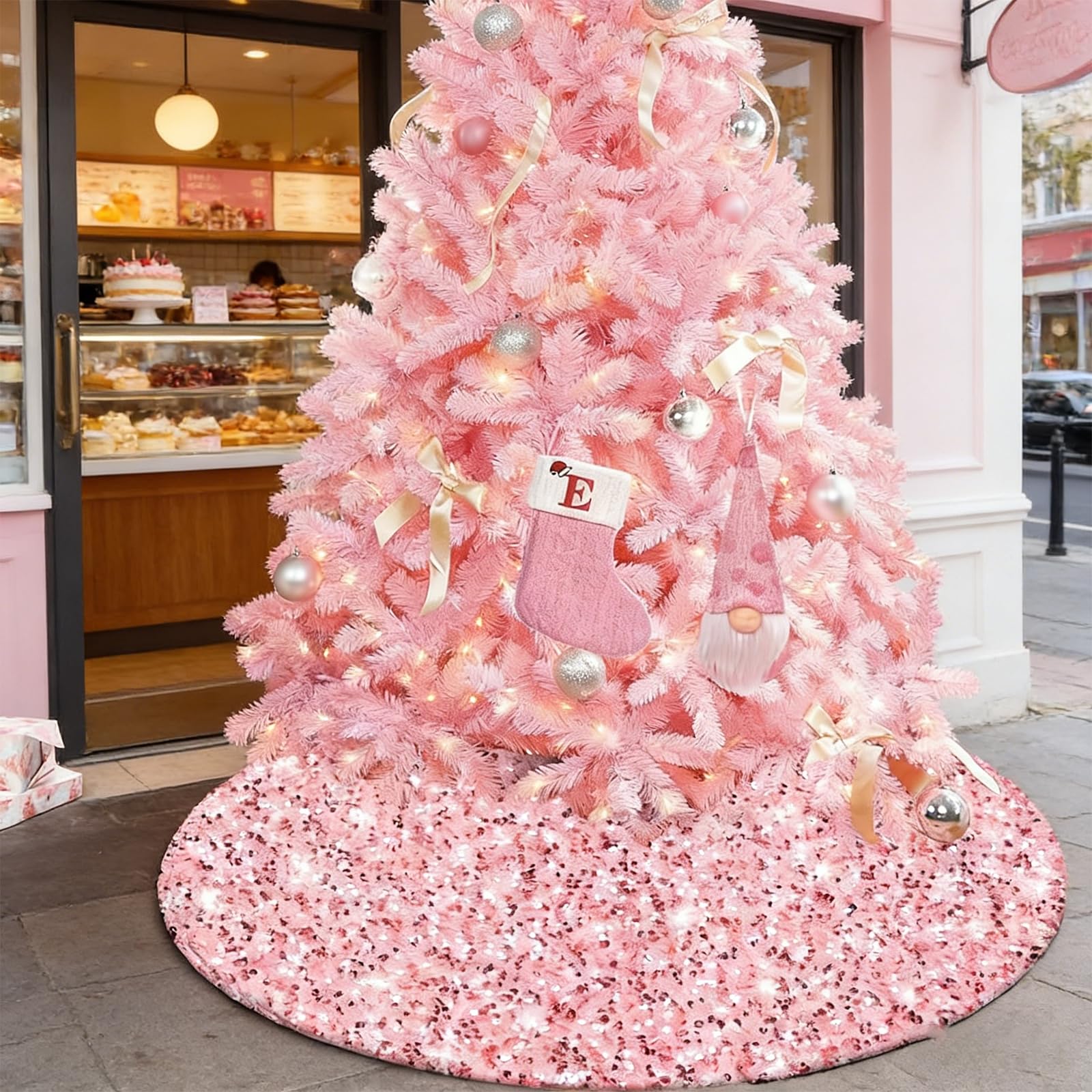 strapless open back dress Best Choice Products 6ft Prelit Pink Artificial Christmas Tree, Snow Flocked Full Holiday Decoration w/ Foldable Base main image 1