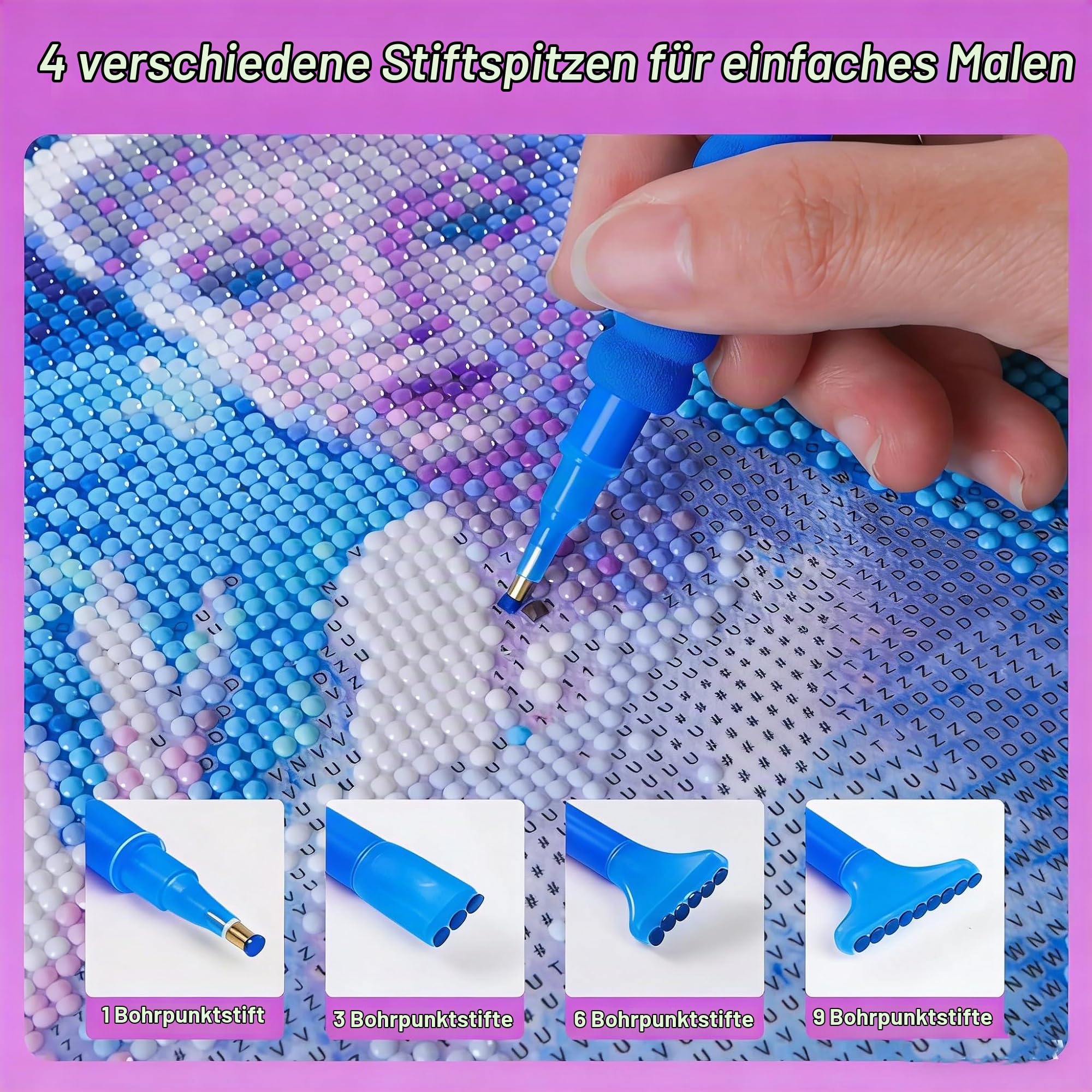 NEWFUN Diamond Painting Koffer, Diamond Painting Aufbewahrung, 240 Stück Diamant Painting Zubehör Boxen mit Koffer Trichter (blue)