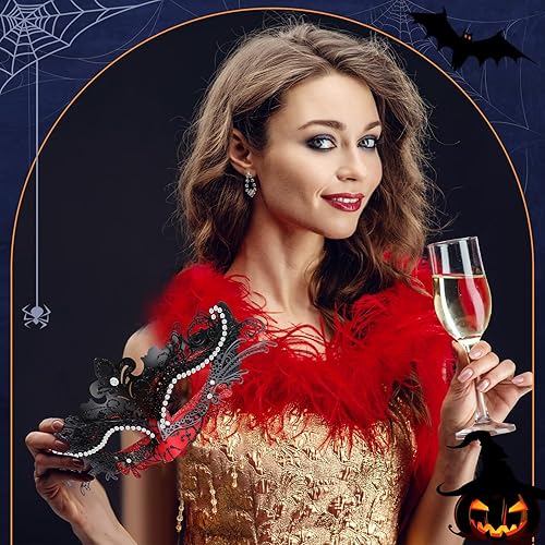 Miniatura 6 de Liliful 4 máscaras venecianas de Mardi Gras para mujer, máscara veneciana de metal brillante con diamantes de imitación para fiesta de graduación,