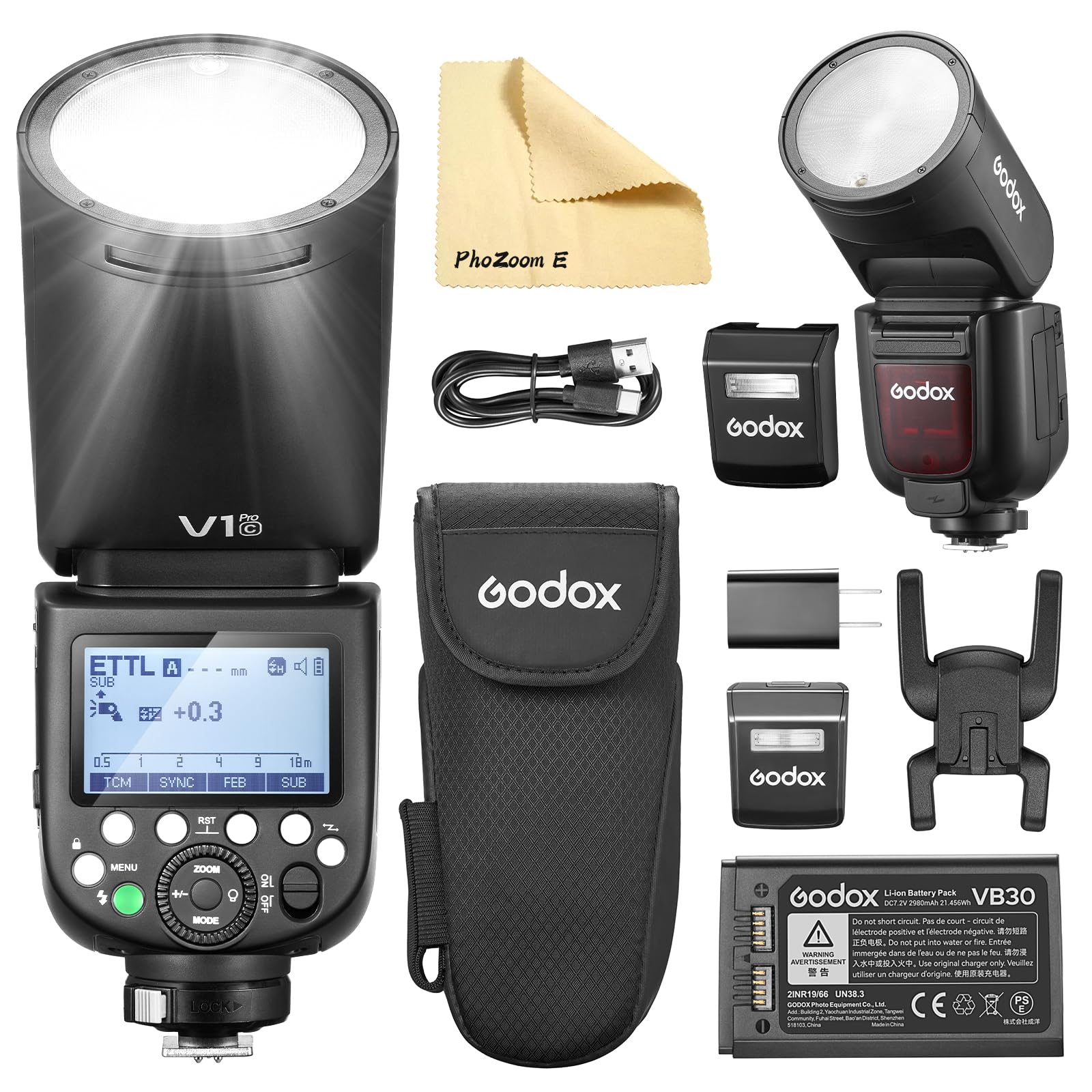 Godox V1PRO-C V1Pro C Tête Ronde Flash Appareil Photo Flash TTL Speedlite 2.4G sans Fil TTL Speedlight Strobe,76Ws HSS 1/8000s pour Appareils Canon Camera
