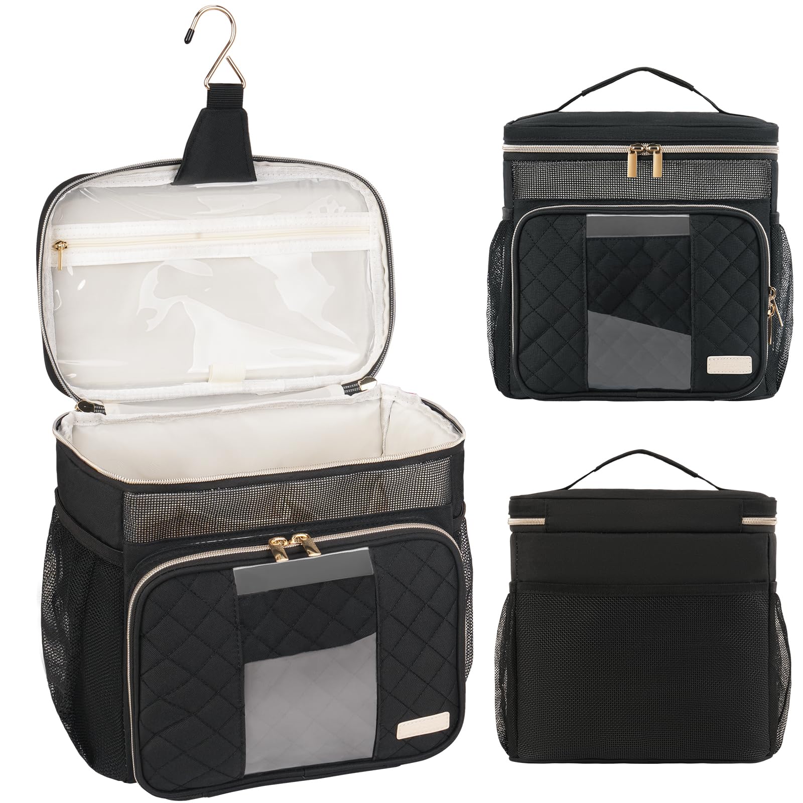 Jaffzora Portable Shower Caddy Full Size Bottle Compatible Travel Shower Tote Bag with Quick Dry Mesh Base Hanging